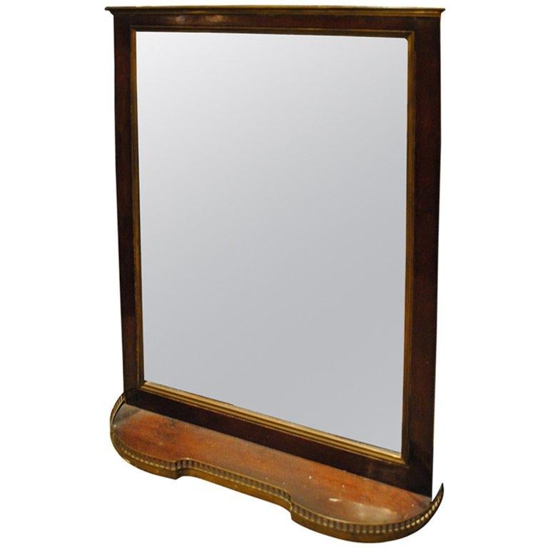 19th Century Mahogany Mirror with Shelf For Sale