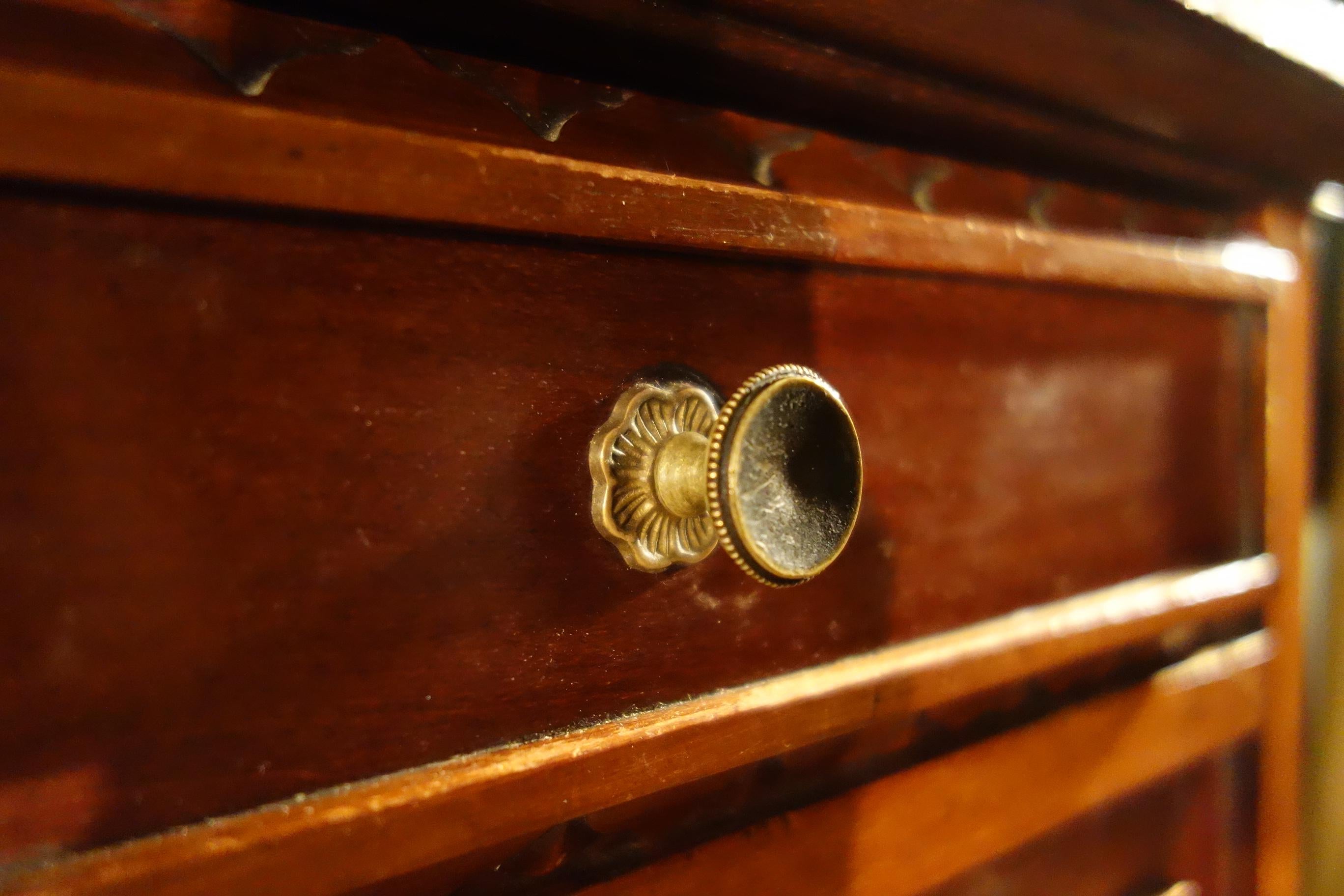 Brass Pair of 19th Century Mahogany Nightstands