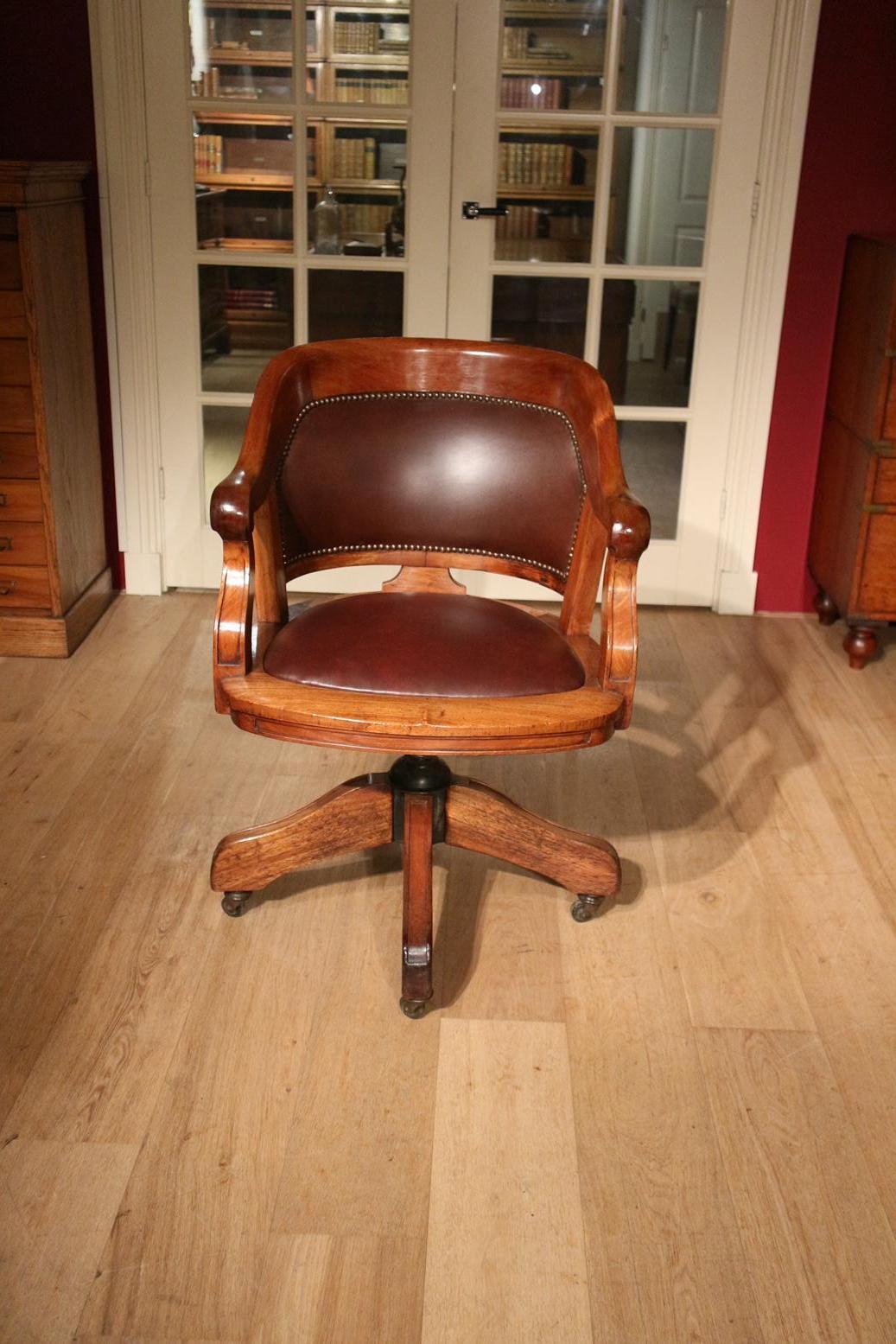 19th Century Mahogany Office Chair 1