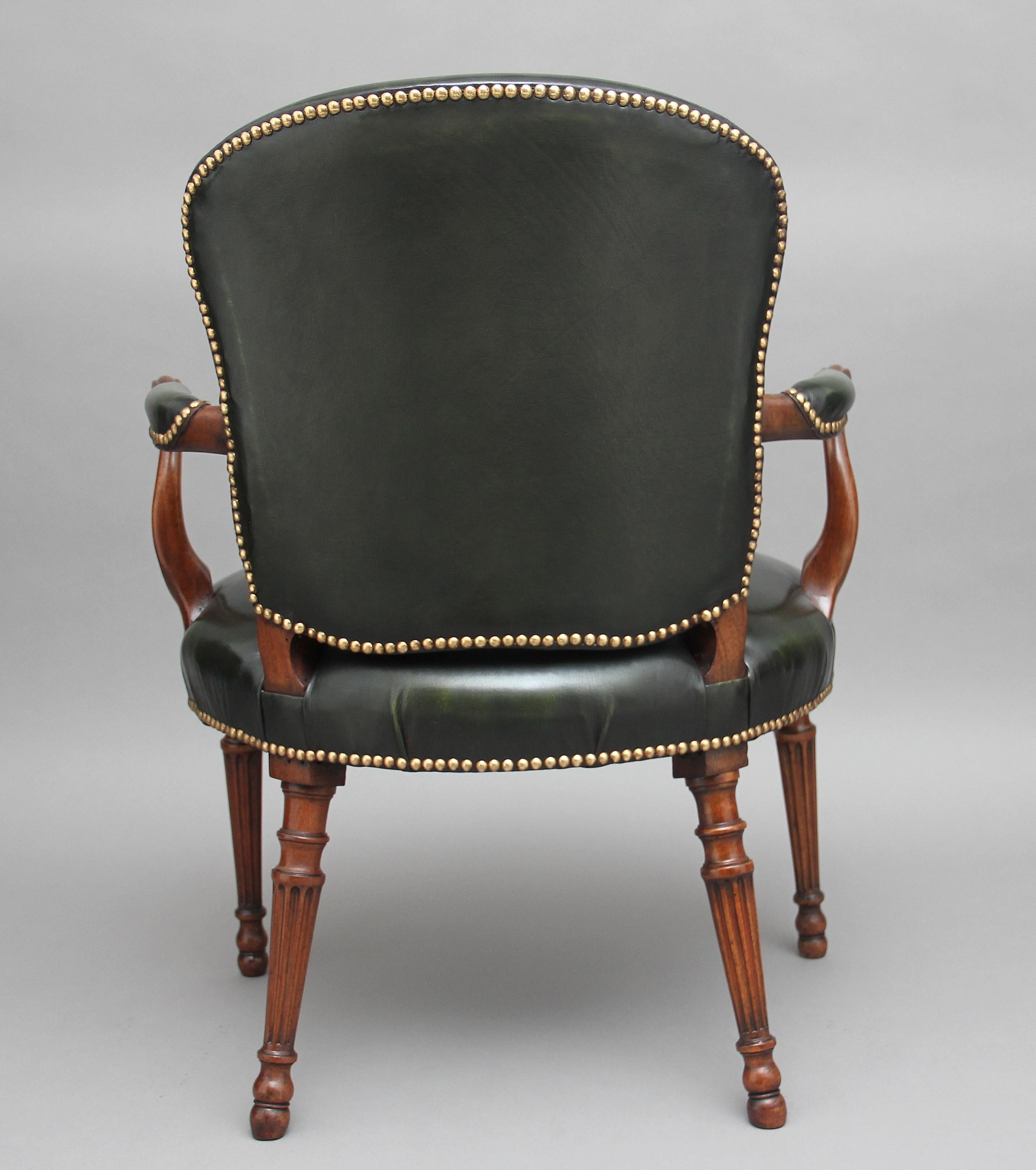 English 19th Century Mahogany Open Armchair For Sale