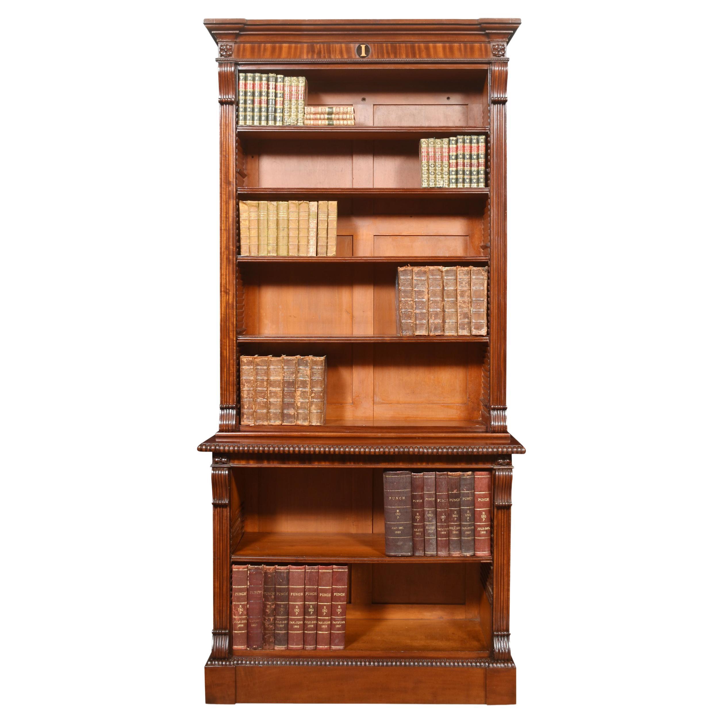 19th Century Mahogany Open Bookcase For Sale