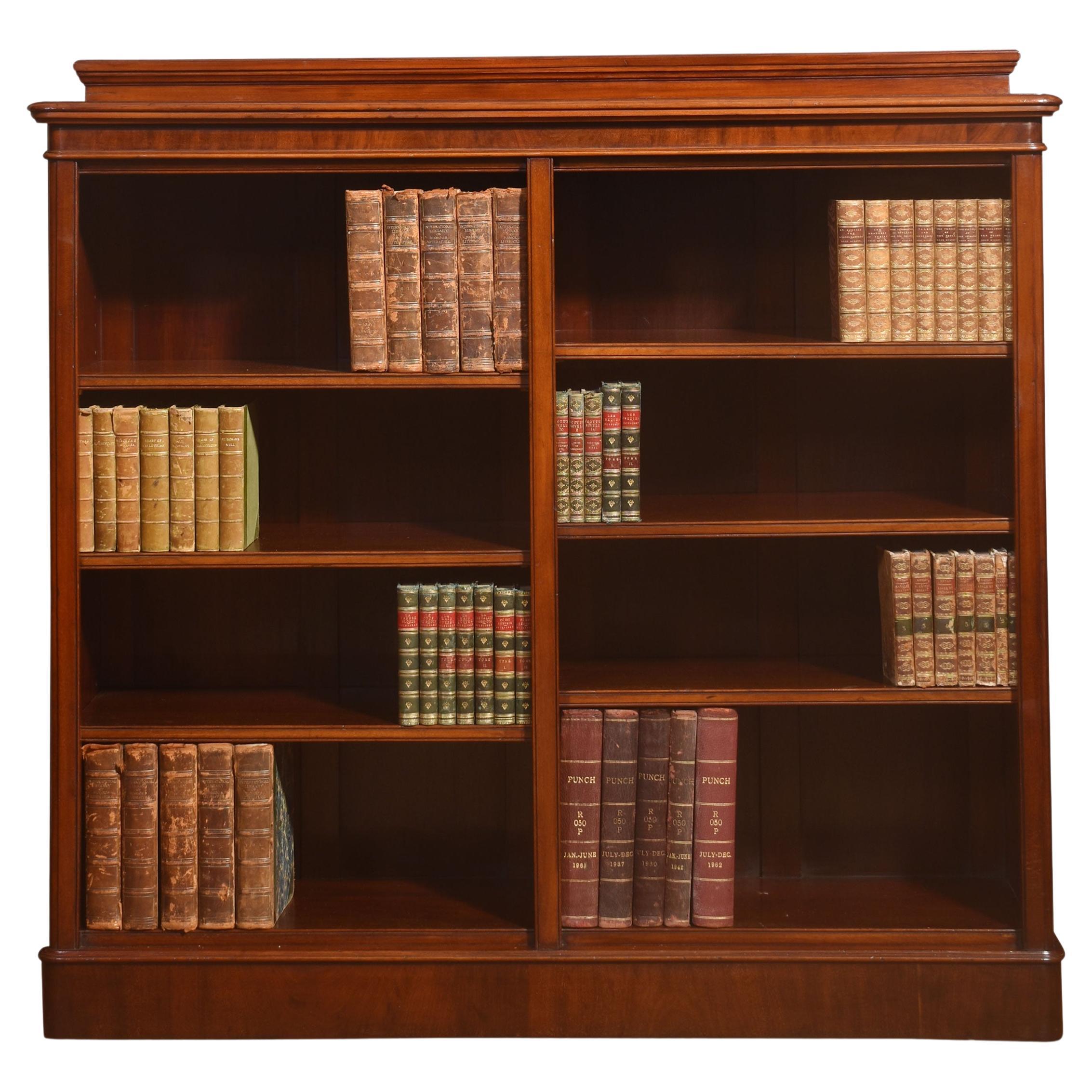 19th century mahogany open bookcase For Sale