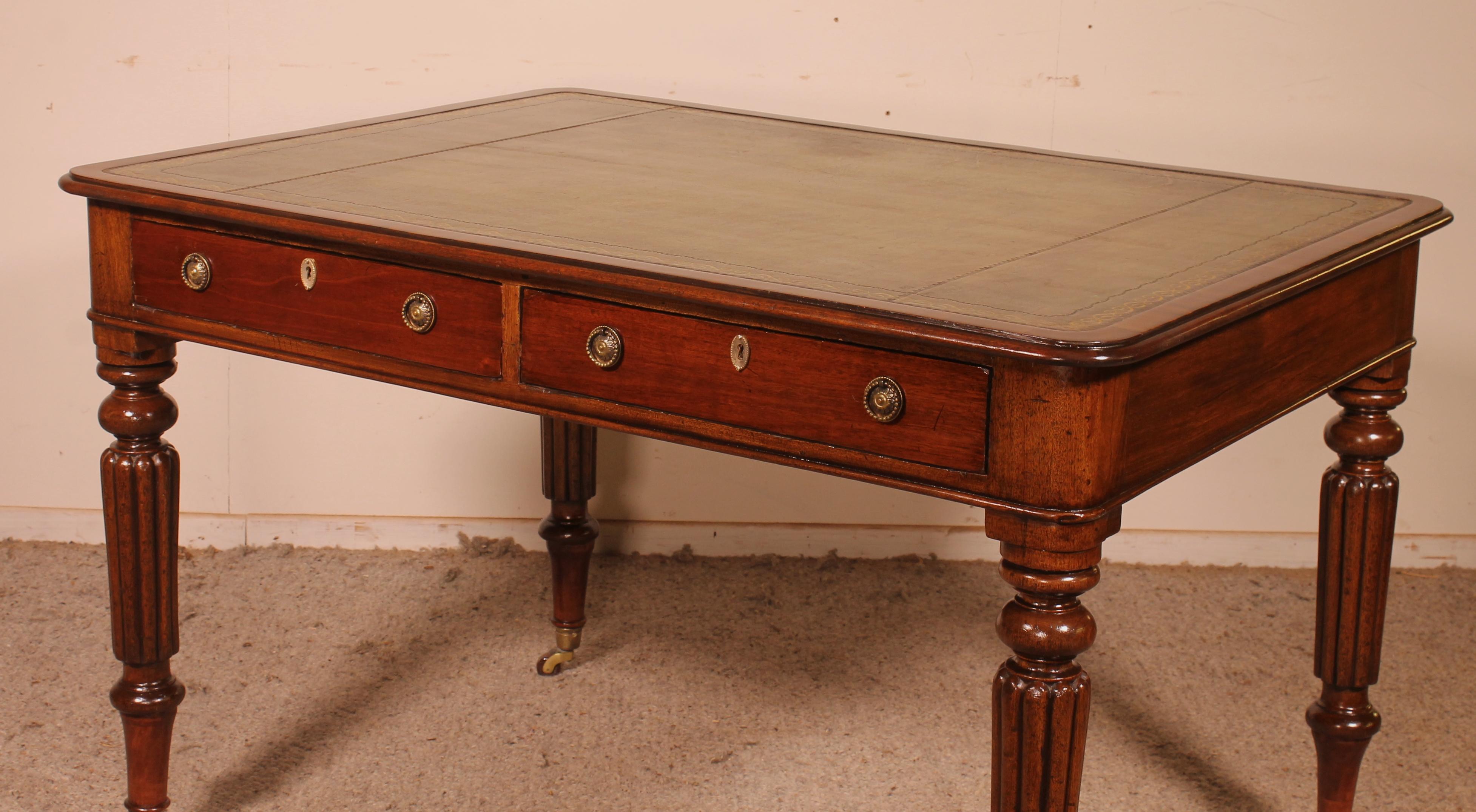 British 19th Century, Mahogany Partner Desk from England For Sale