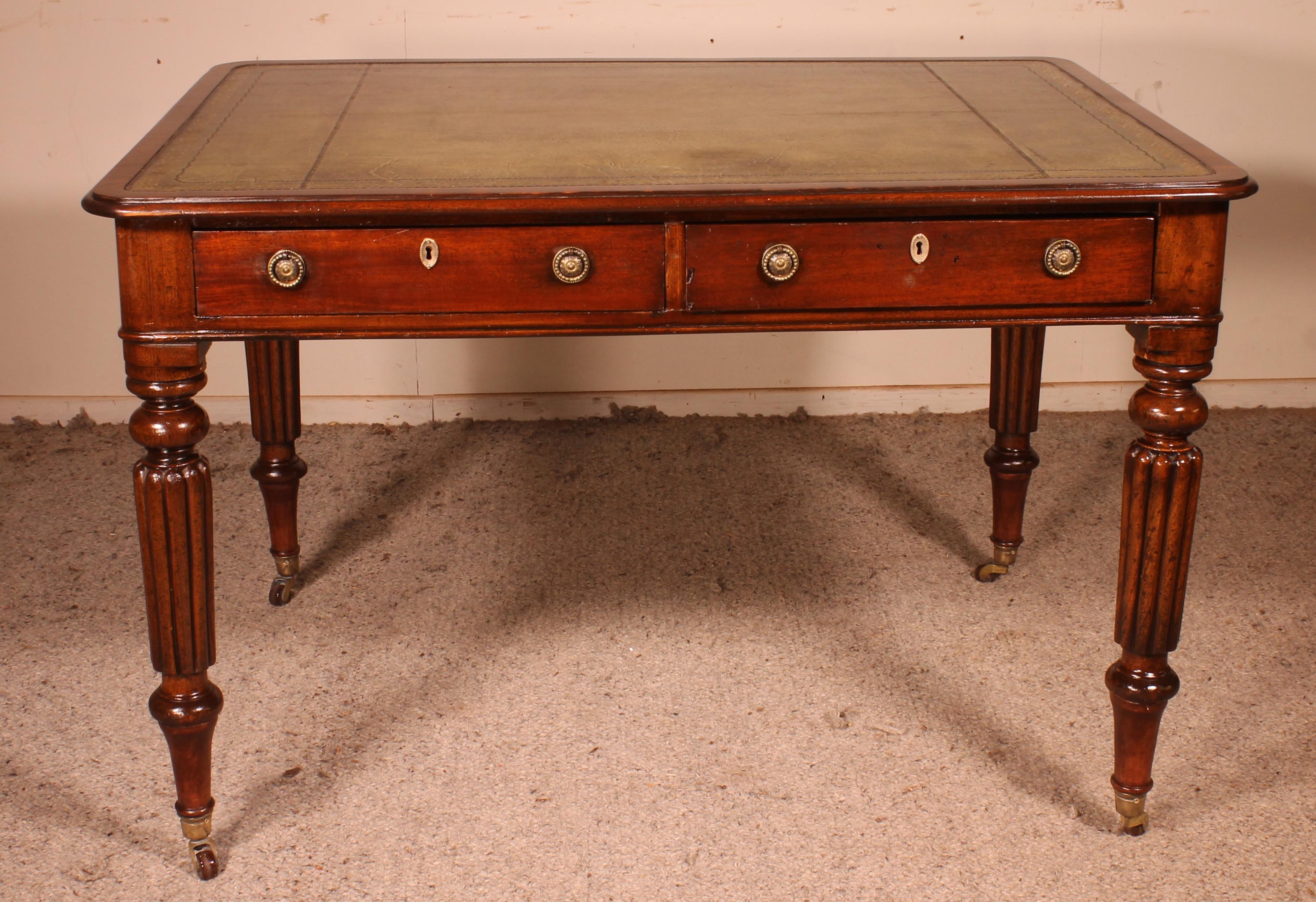 19th Century, Mahogany Partner Desk from England For Sale 2