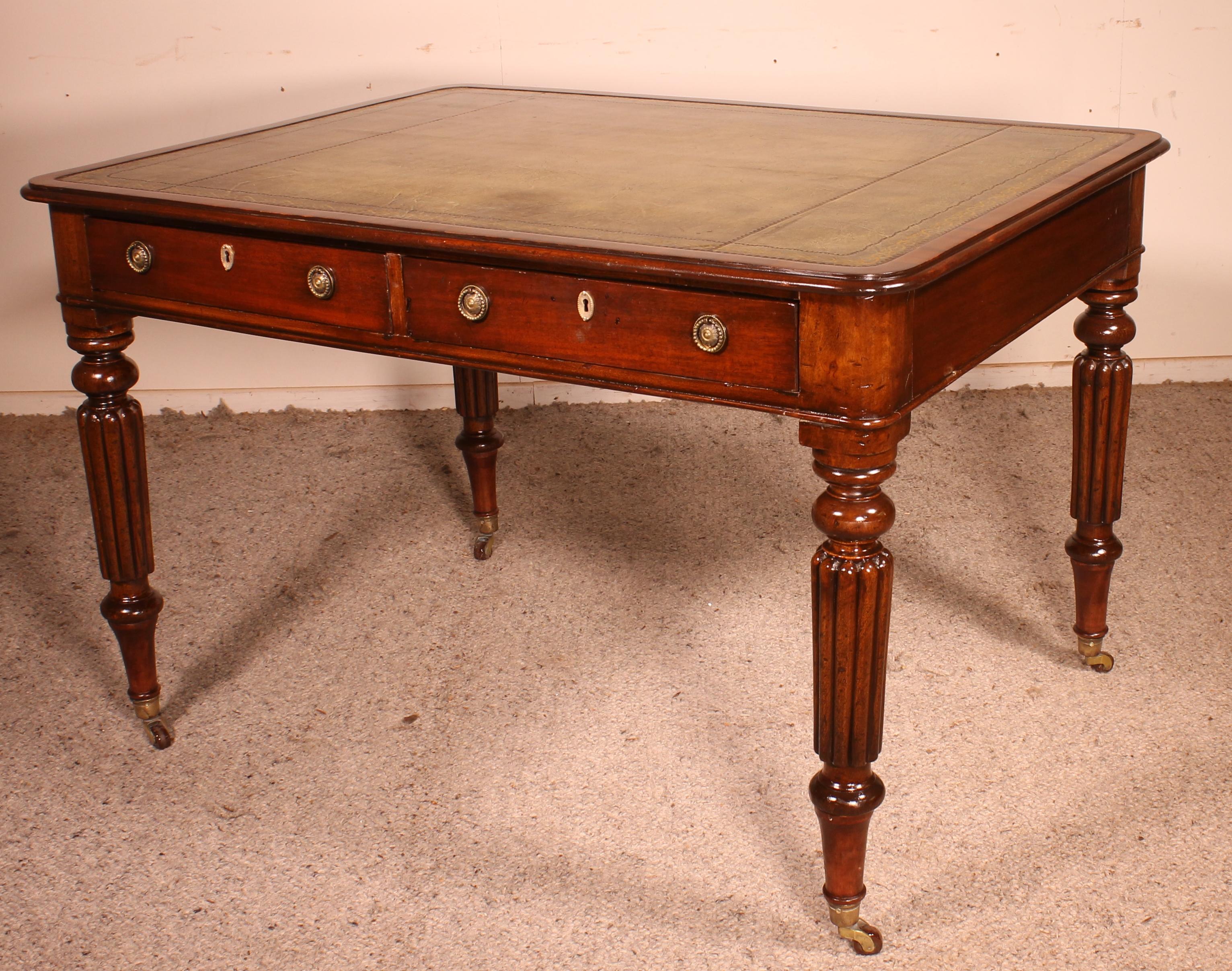 19th Century, Mahogany Partner Desk from England For Sale 3