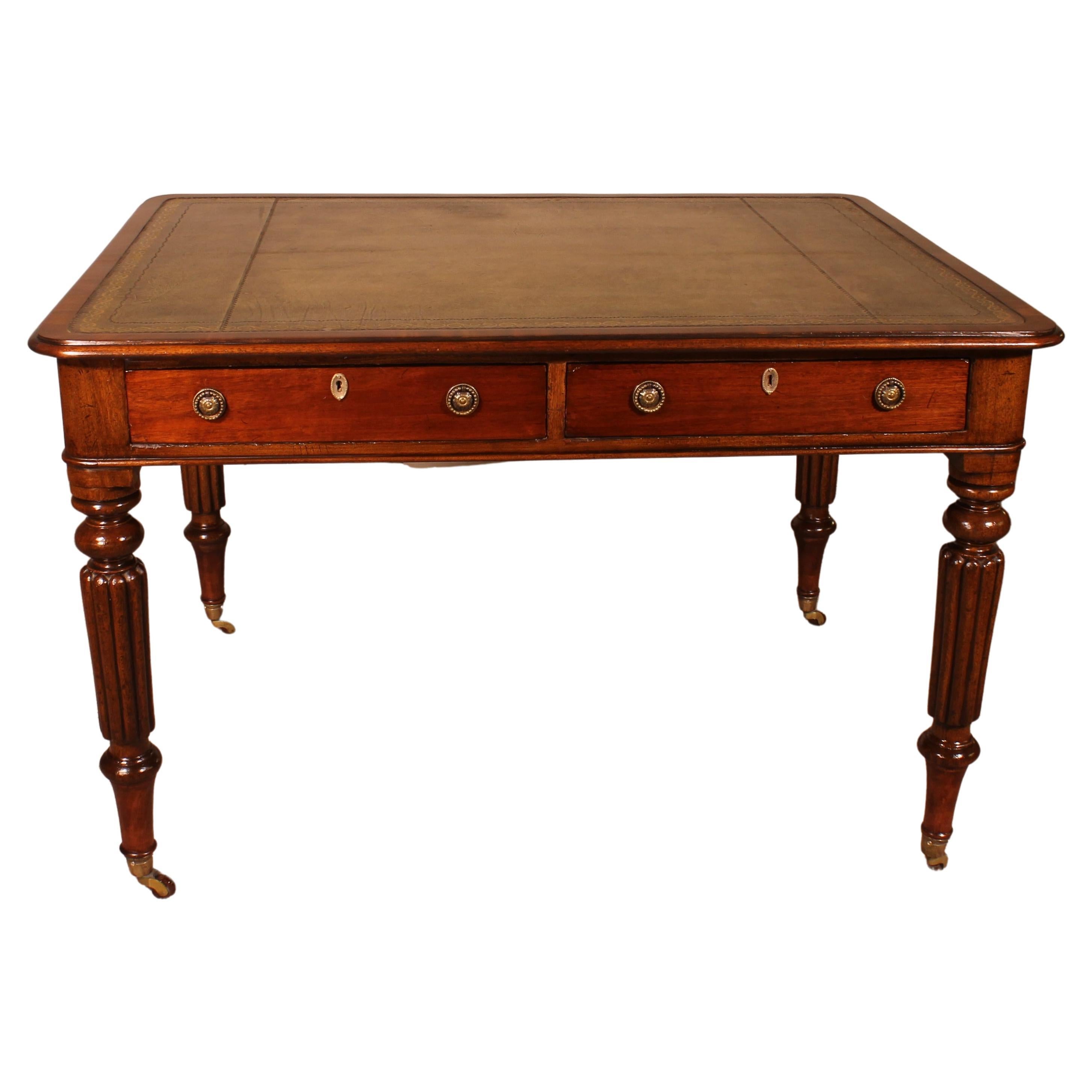 Partner-Schreibtisch aus Mahagoni aus England, 19. Jahrhundert im Angebot
