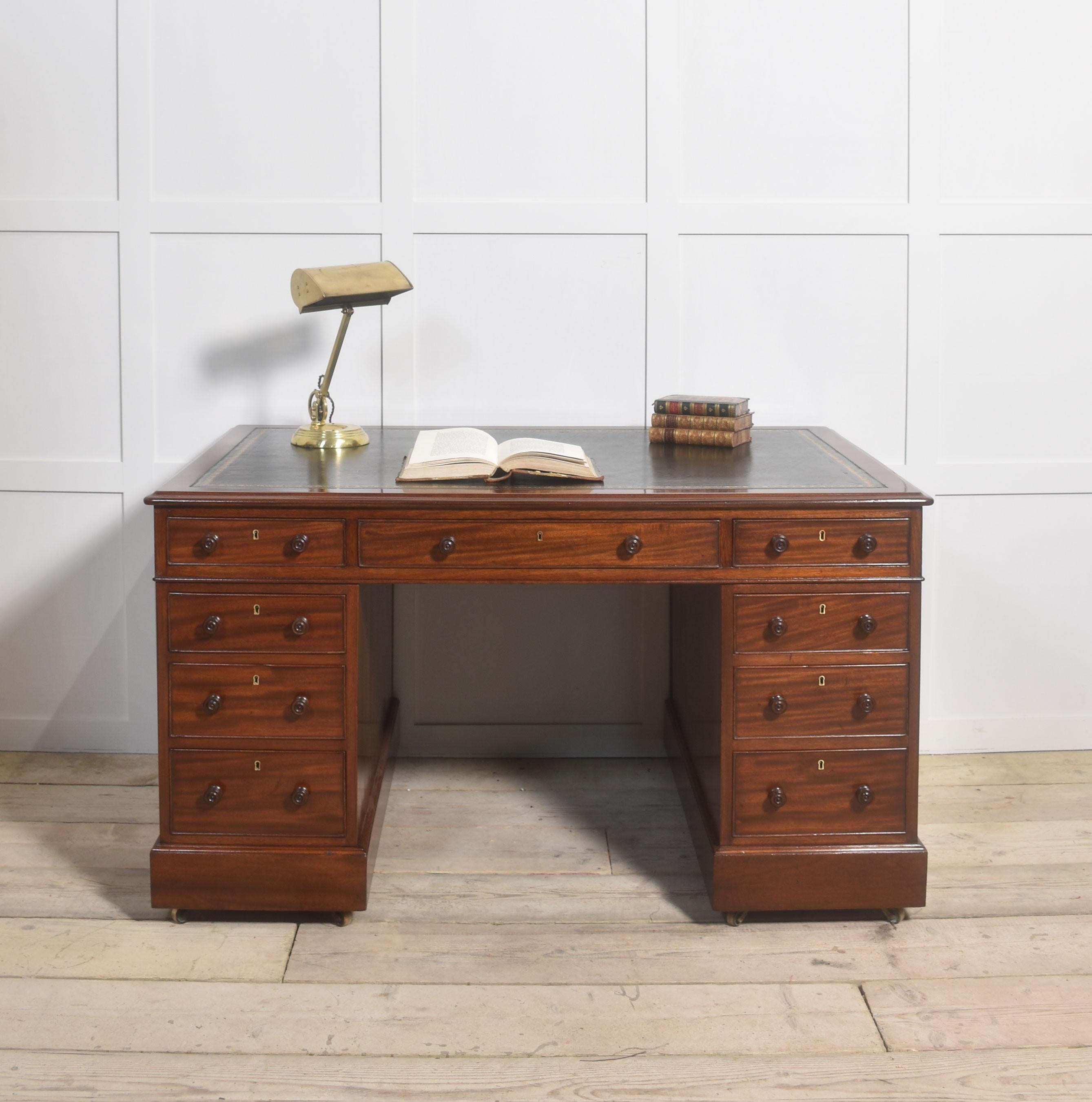 British 19th century mahogany partners desk