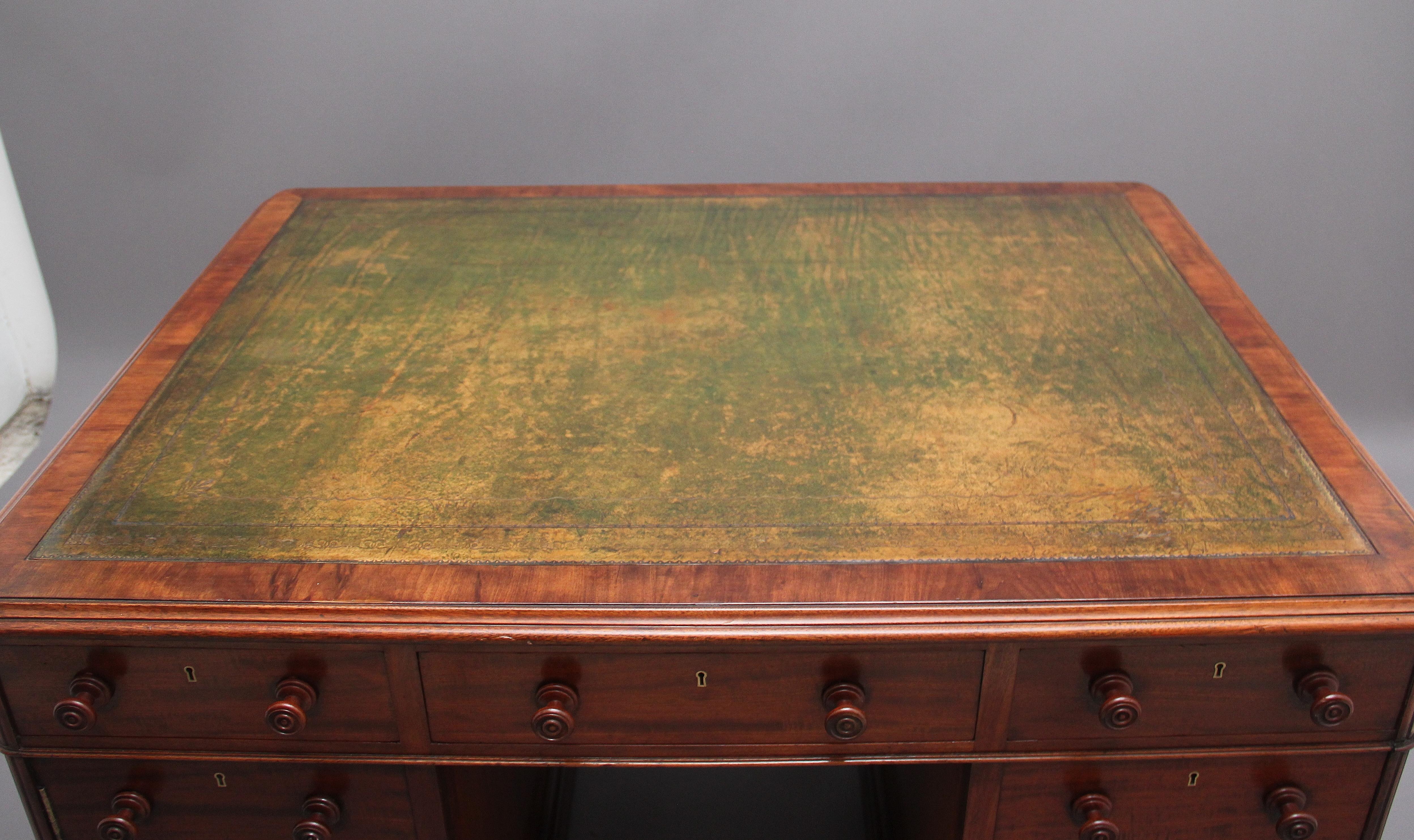 19th Century Mahogany Partners Desk Stamped Gillows 2