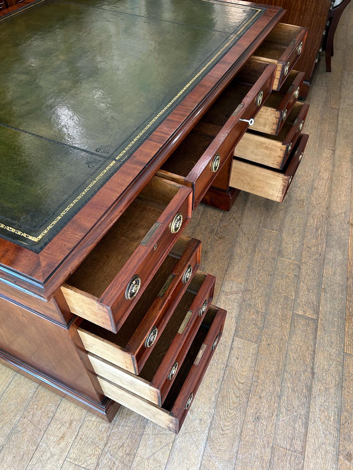 19th Century Mahogany Partners Pedestal Desk by S&H Jewell London Cabinet Makers 4