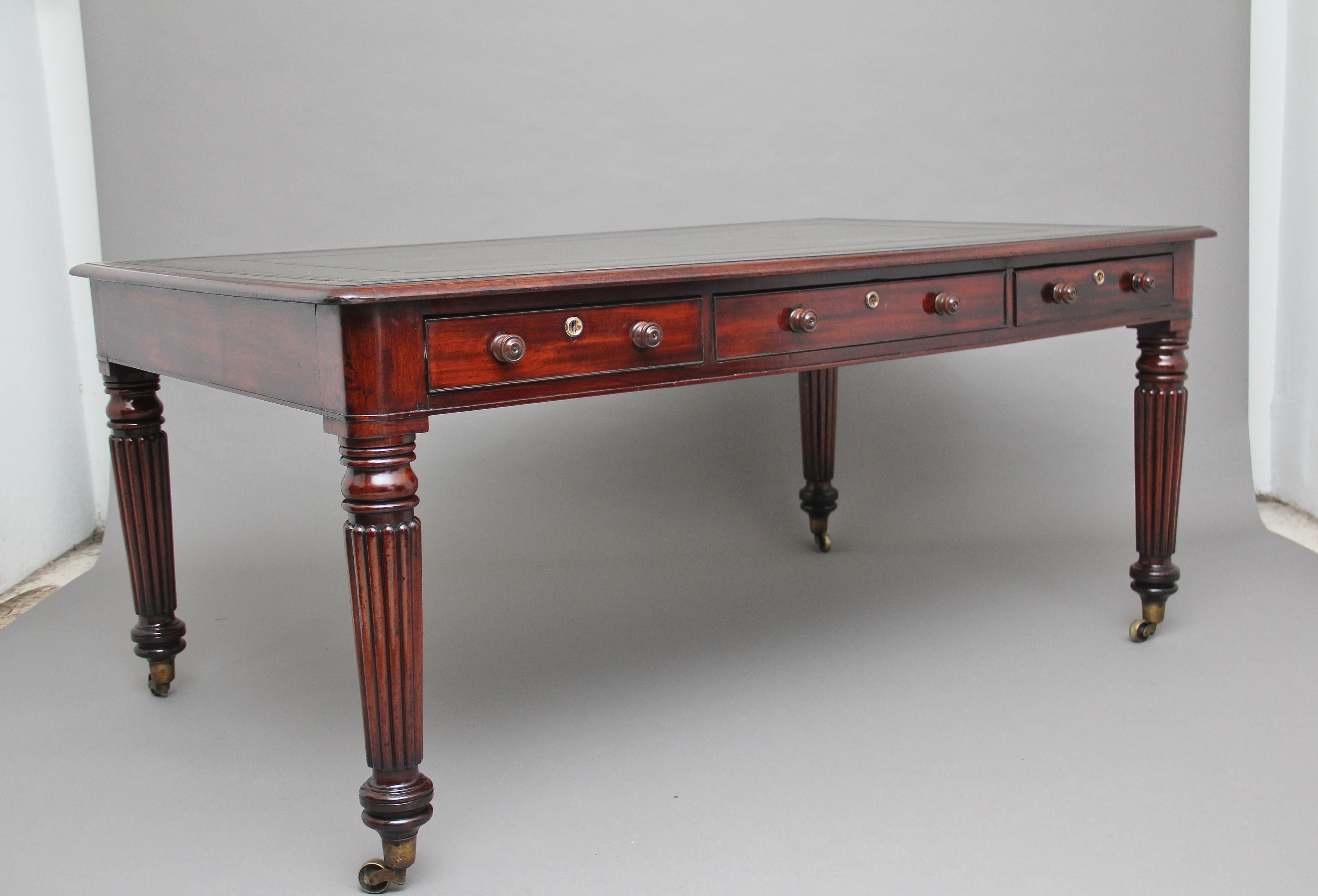 Early Victorian 19th Century mahogany partners writing desk