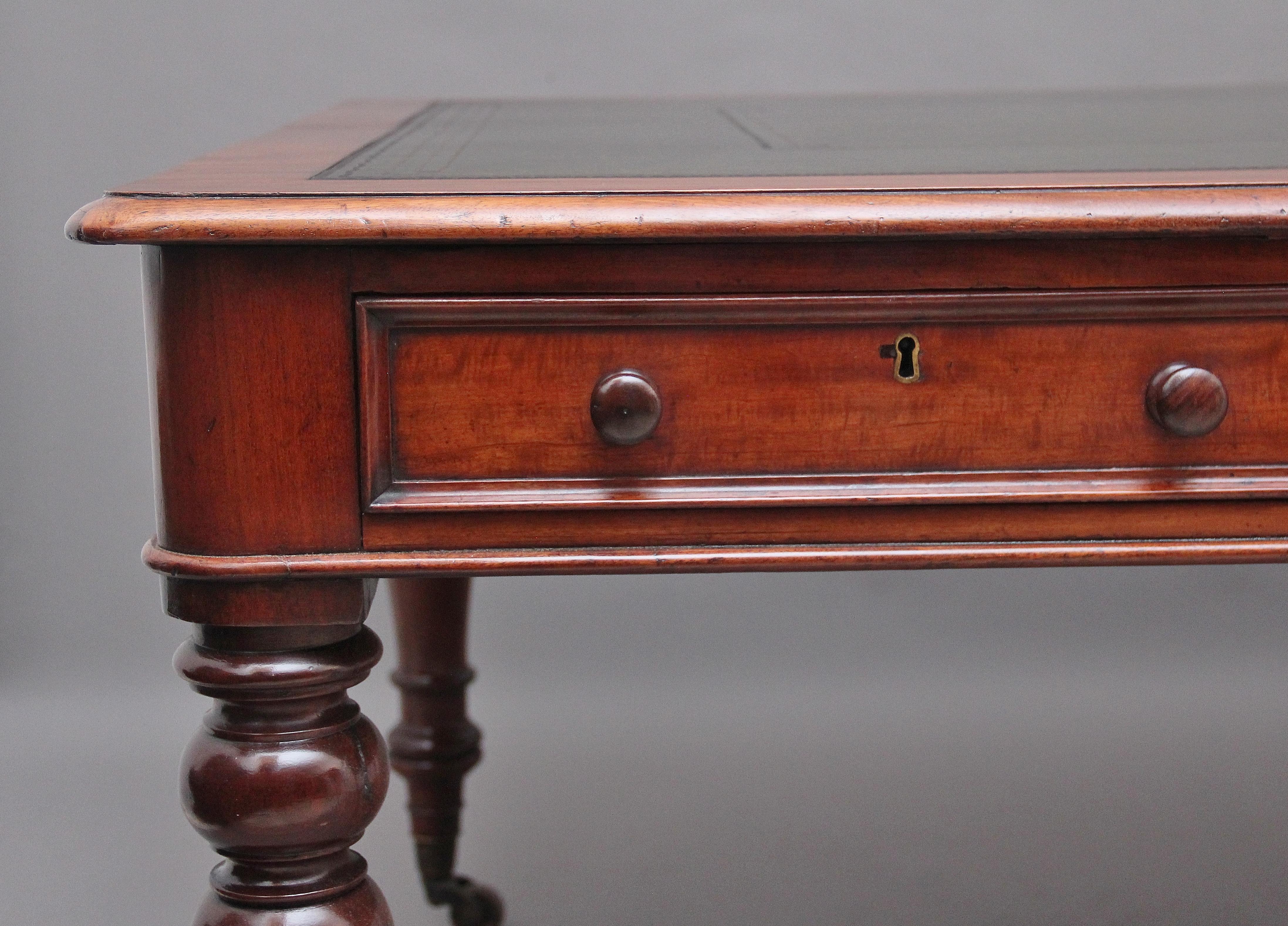 19th Century Mahogany Partners Writing Table 4