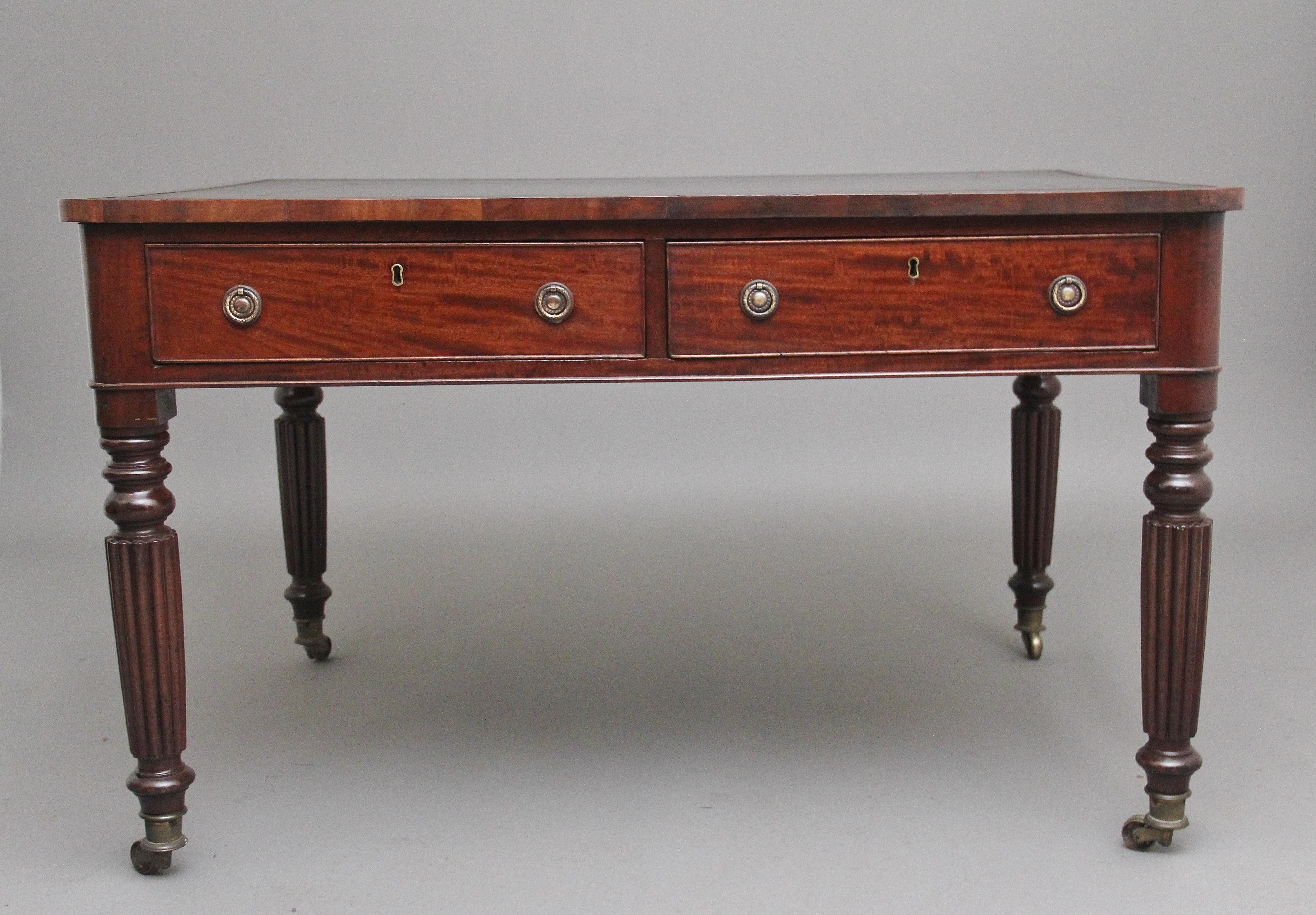 19th Century Mahogany Partners Writing Table In Good Condition For Sale In Martlesham, GB