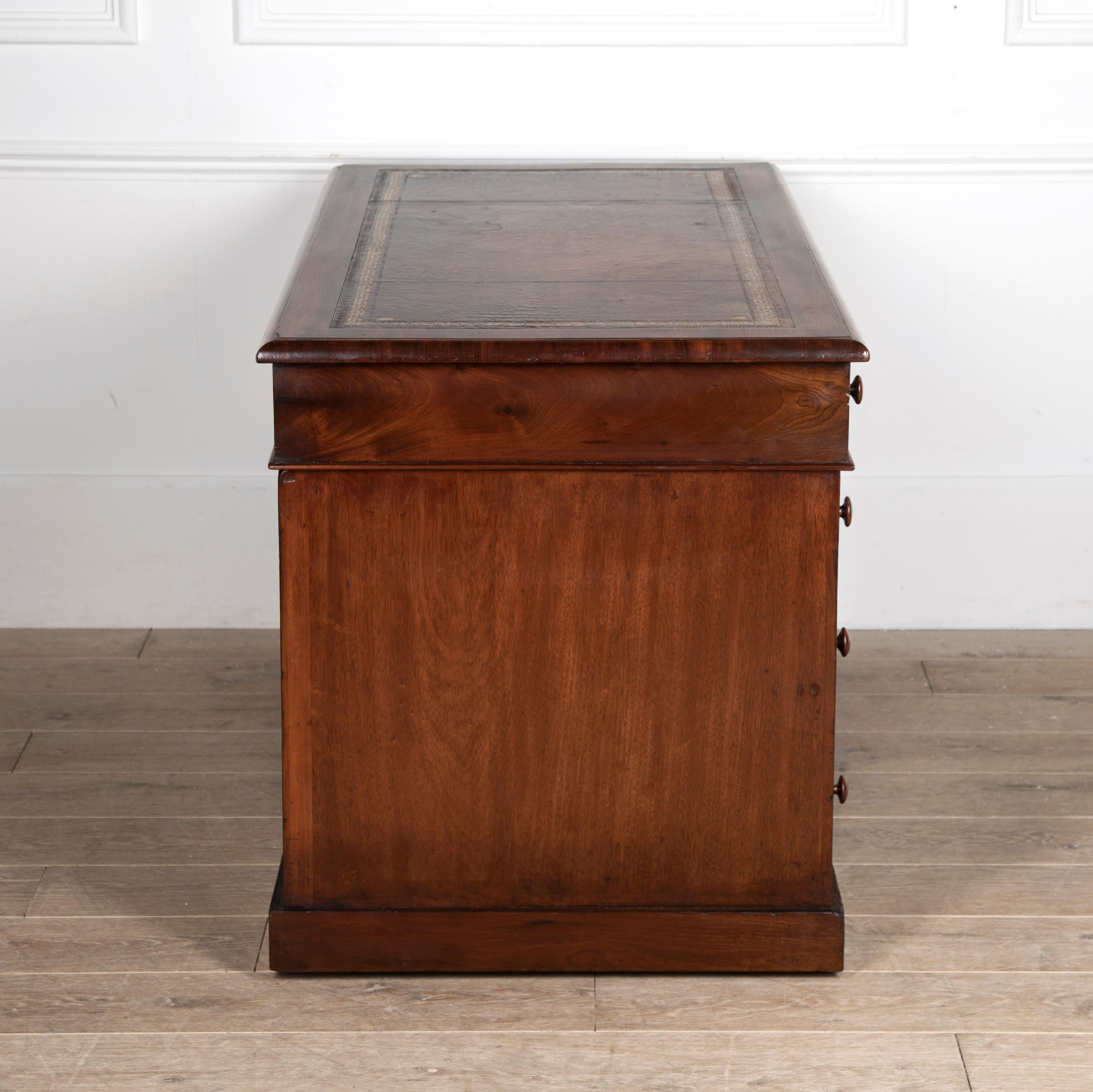 English 19th Century Mahogany Pedestal Desk