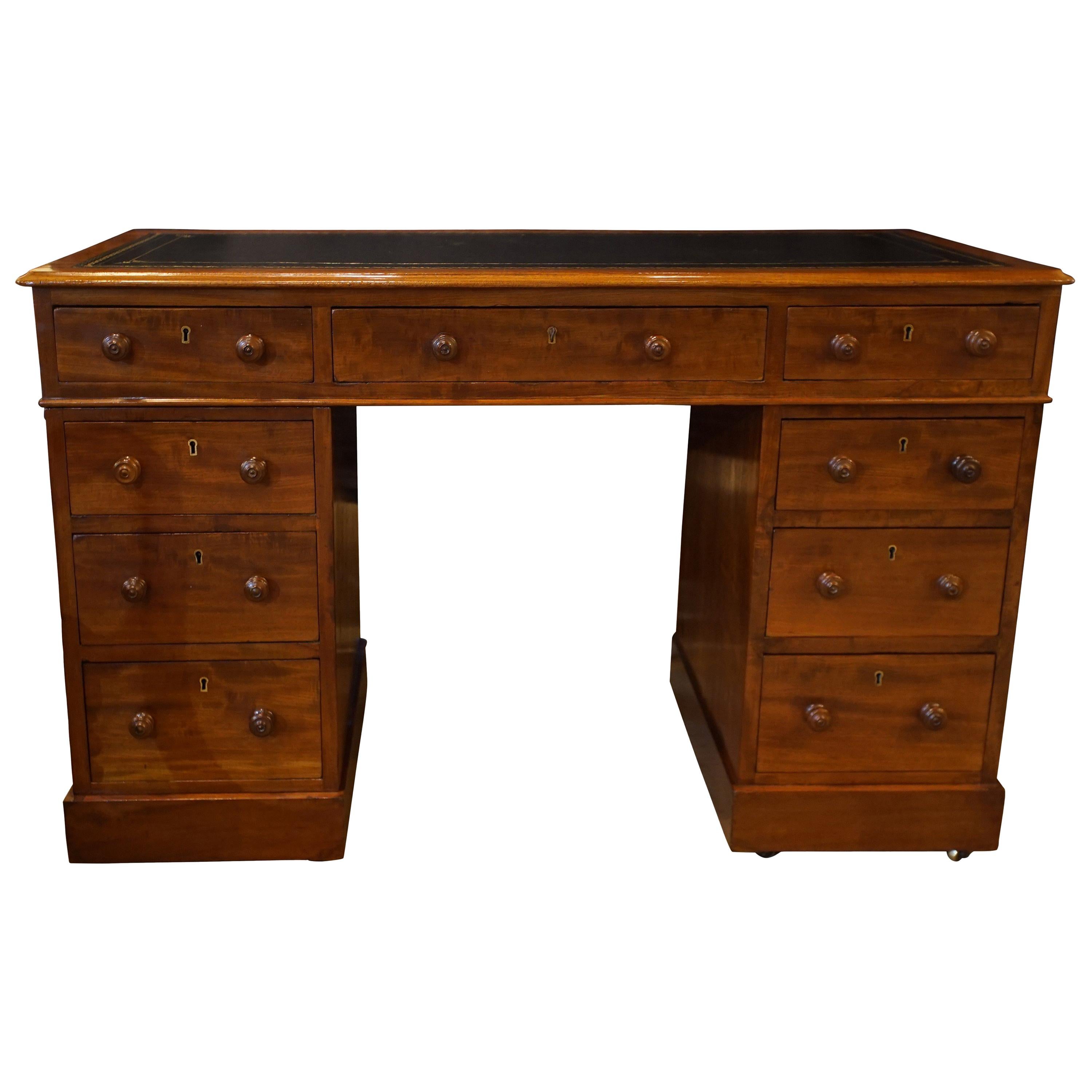 19th Century Mahogany Pedestal Desk For Sale