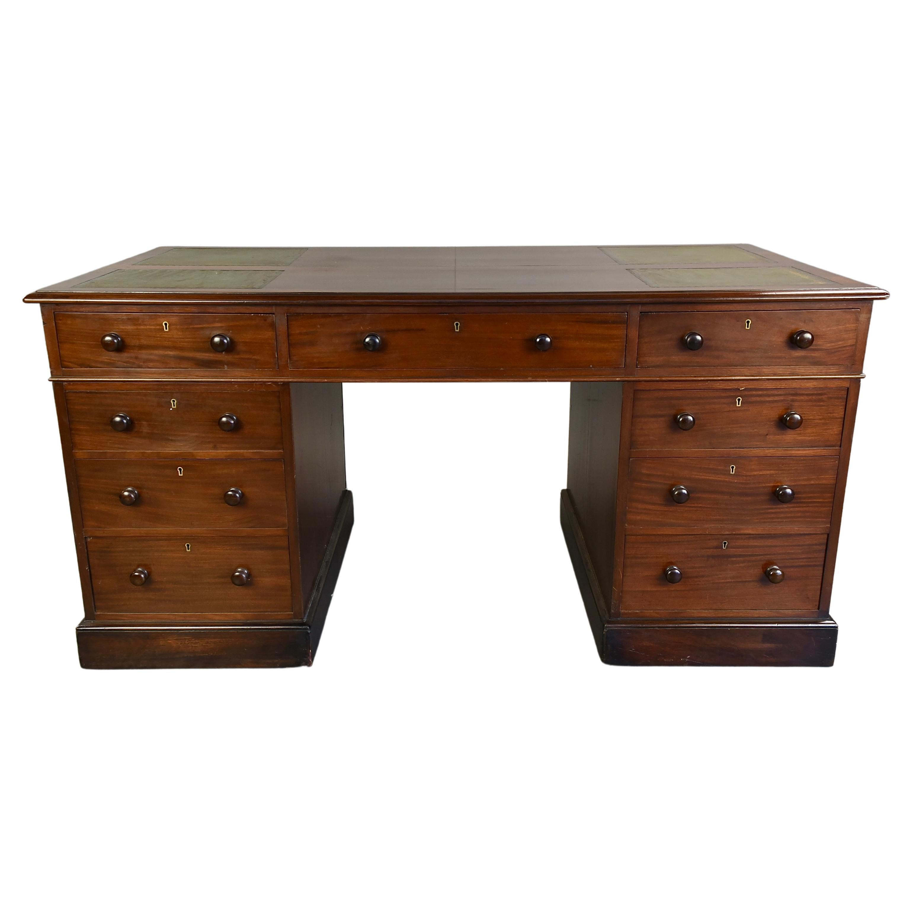 19th century mahogany pedestal desk 