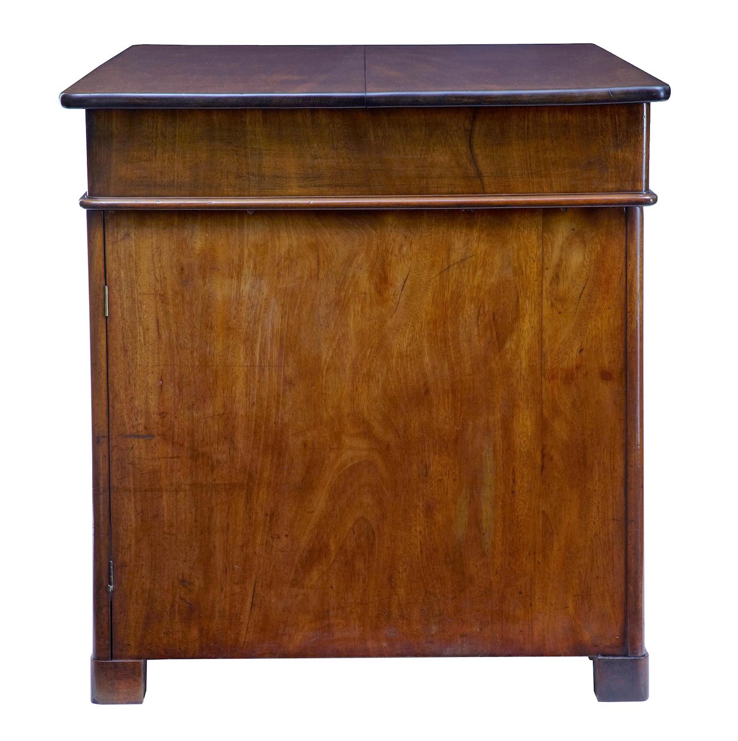 Swedish 19th Century Mahogany Pedestal Kneehole Desk