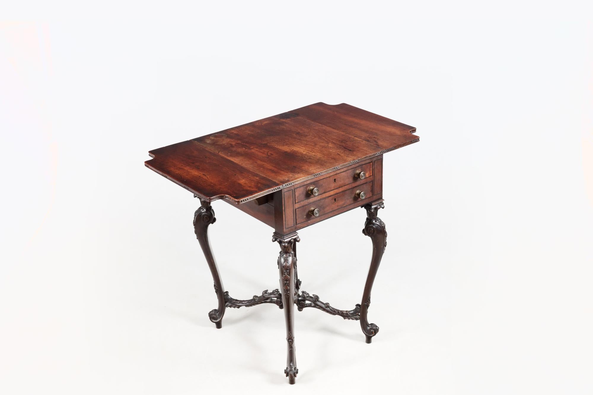 Irish 19th Century Mahogany Pembroke Table With Chippendale-Style Legs For Sale