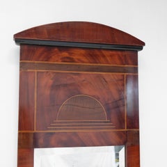 19th Century Mahogany Pier Mirror, Boxwood Ebony Inlaid, Original Glass, English