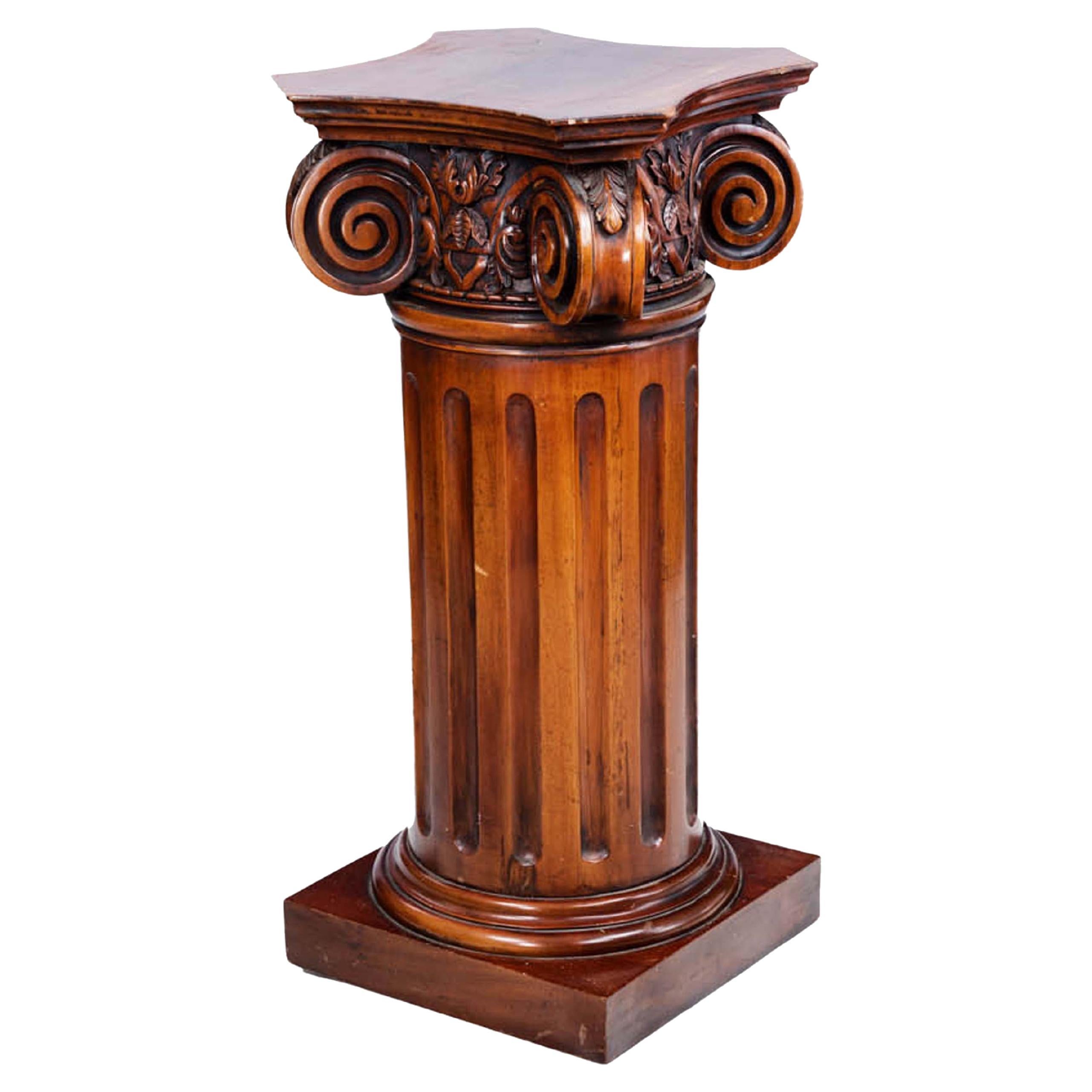 Early 20th Century Mahogany Plinth in the Form of a Classical-Style Column For Sale