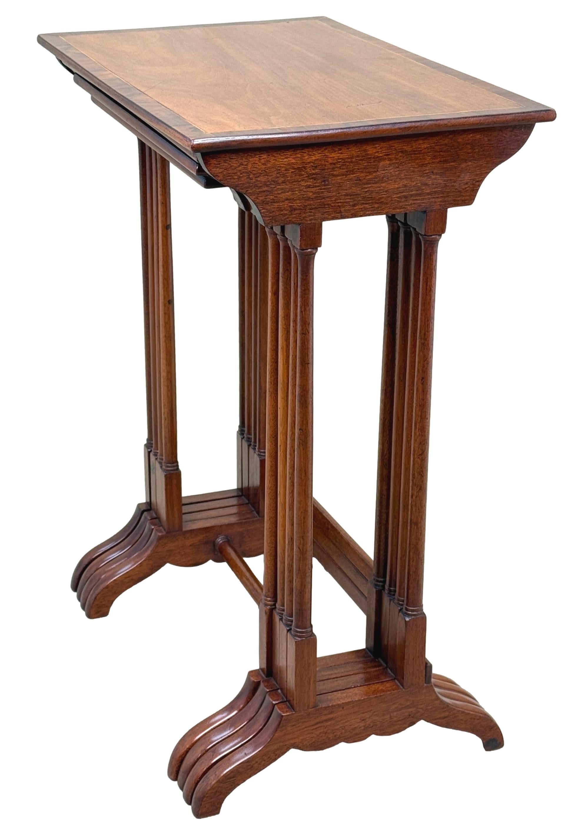 English 19th Century Mahogany Quartetto Nest Of Four Coffee Tables For Sale