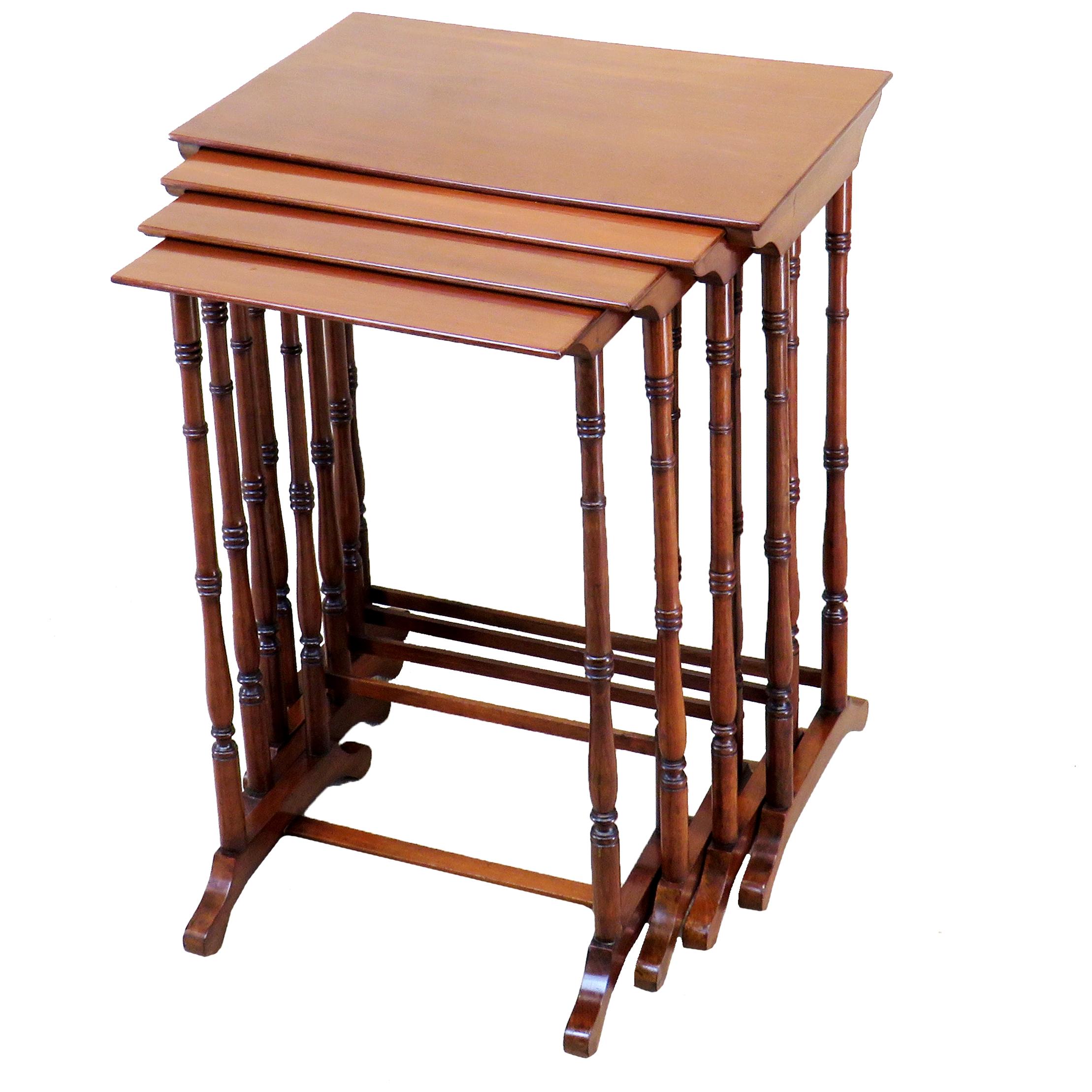 MidCentury American Brass Coffee Table with Four Nested Wedge Tables