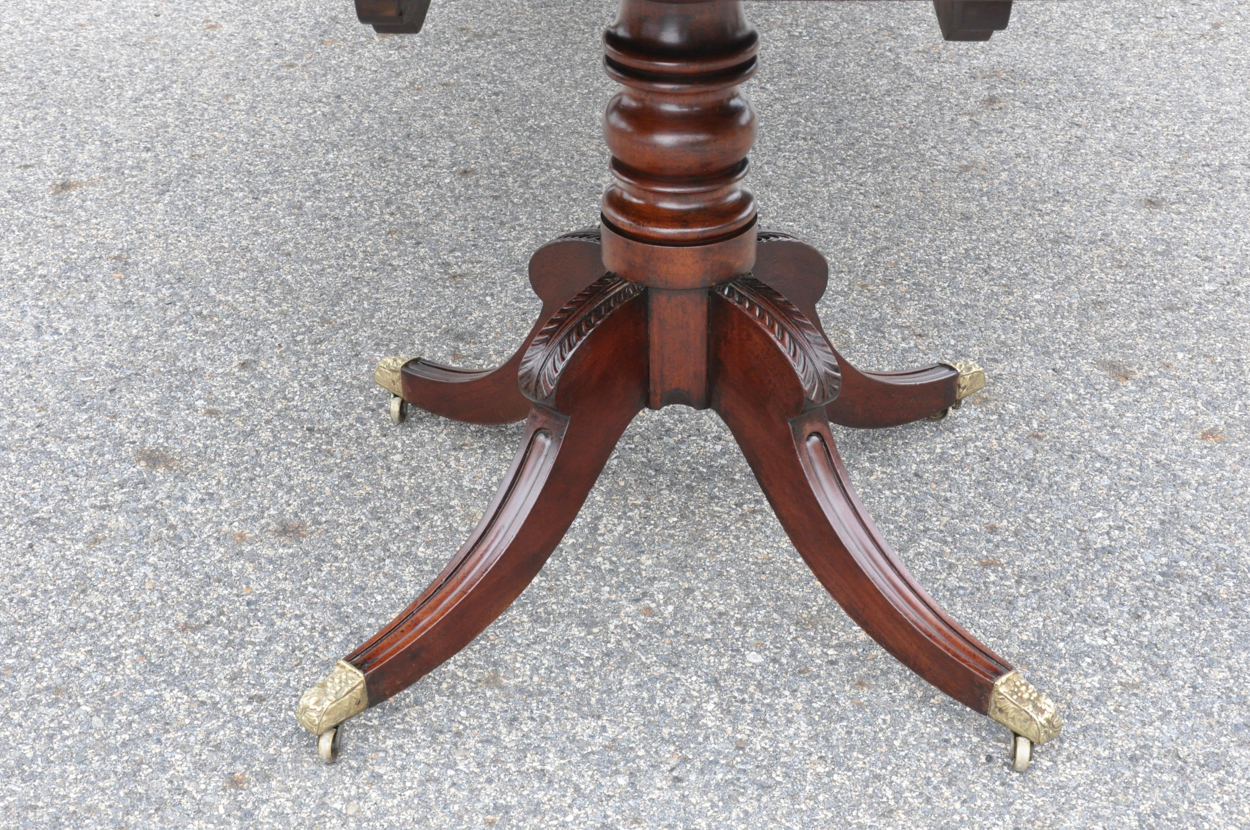 19th Century Mahogany Regency Style Two Pedestal Dining Table In Good Condition In Essex, MA