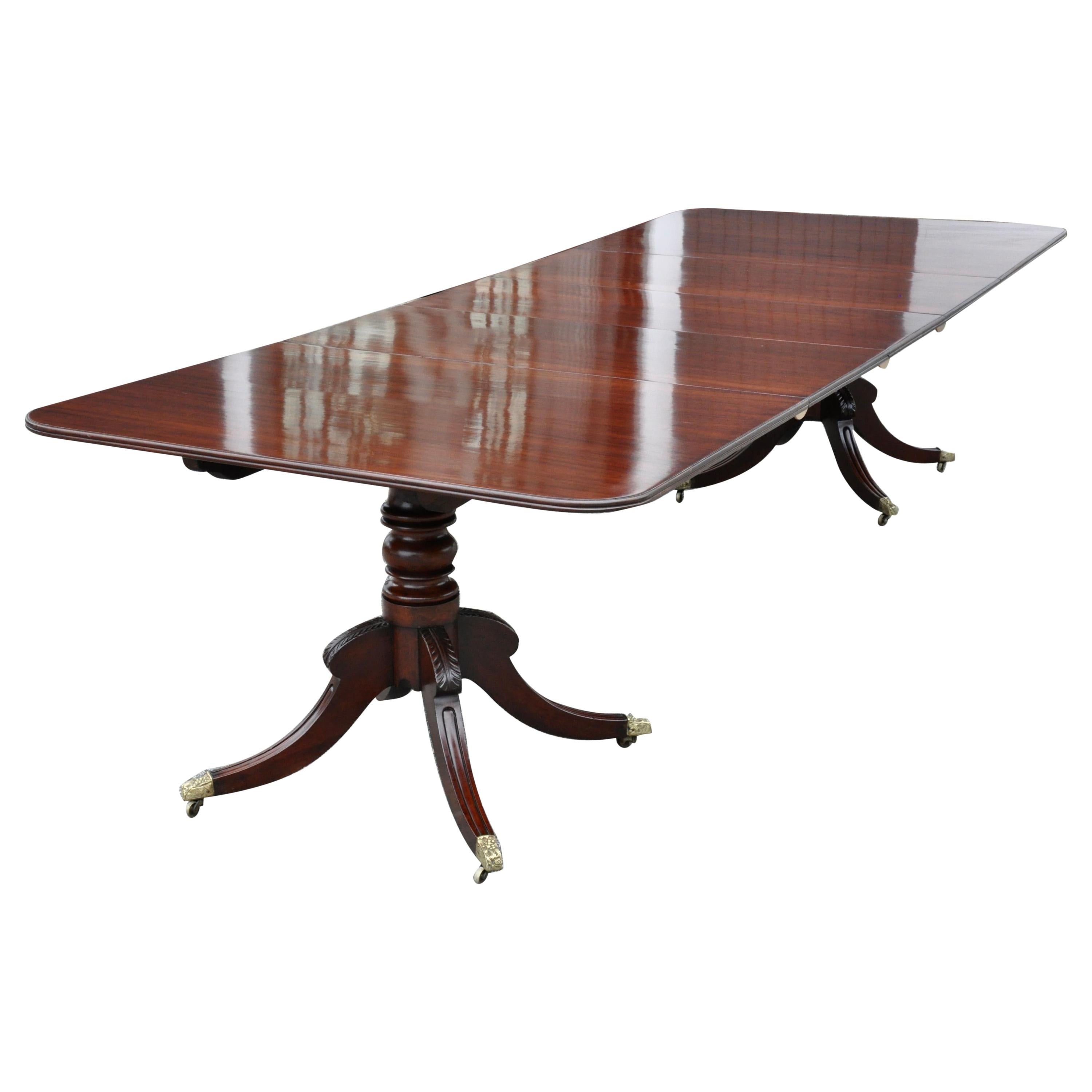 19th Century Mahogany Regency Style Two Pedestal Dining Table