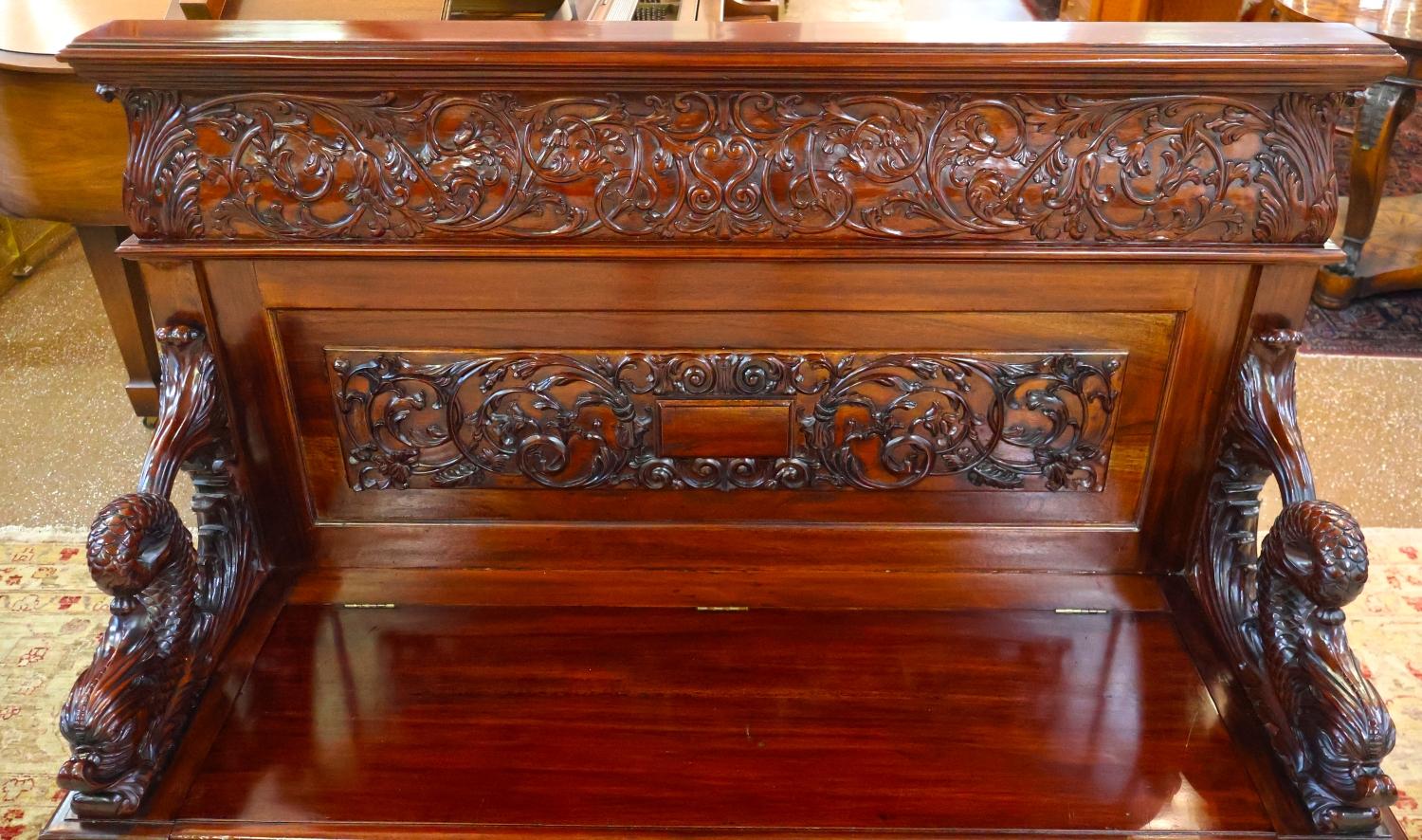 19th Century Mahogany Renaissance Revival Carved Bench Settee ATTR to RJ Horner For Sale 2