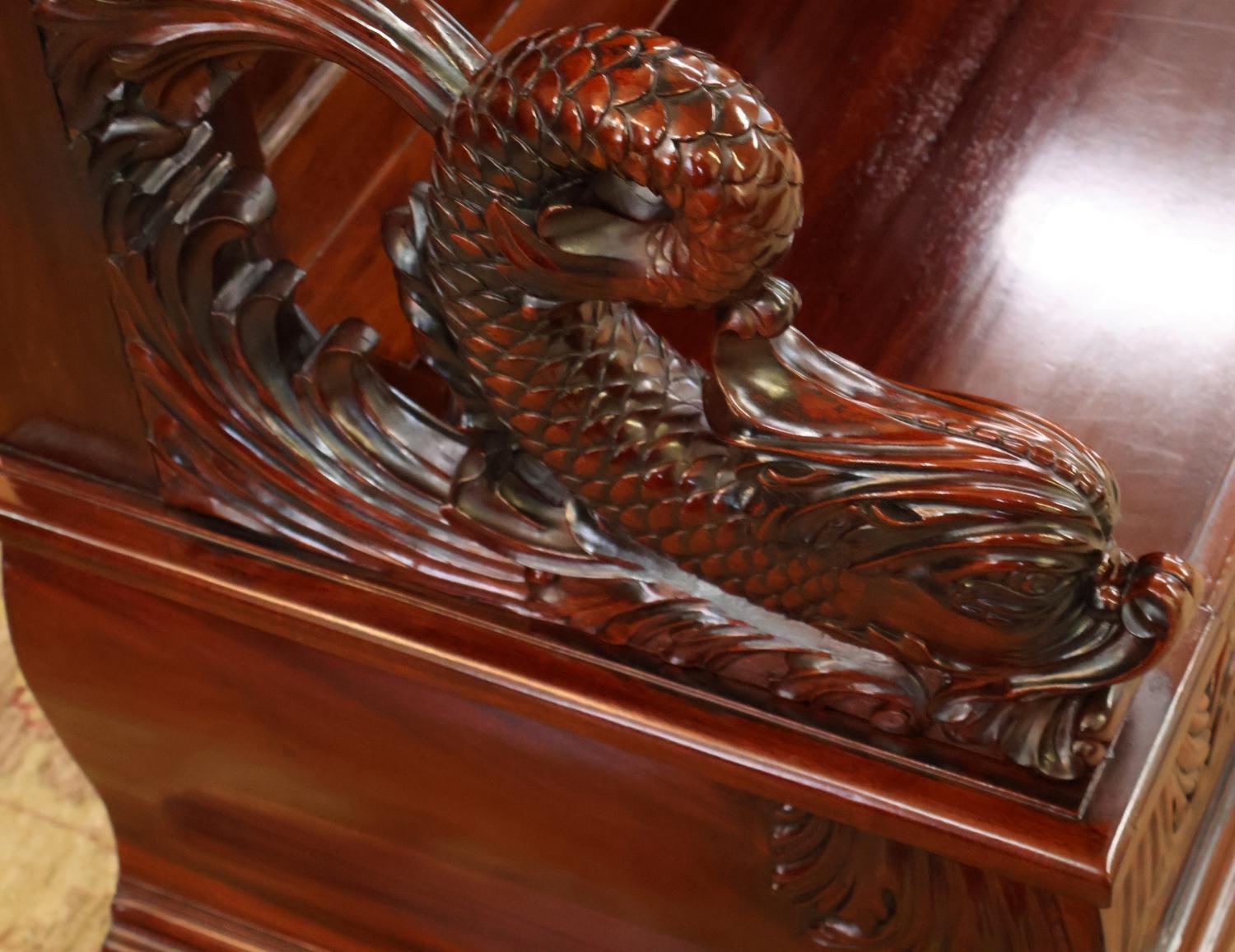 19th Century Mahogany Renaissance Revival Carved Bench Settee ATTR to RJ Horner For Sale 3