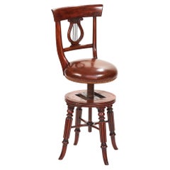 19TH Century, Mahogany revolving Lyre back Music Chair
