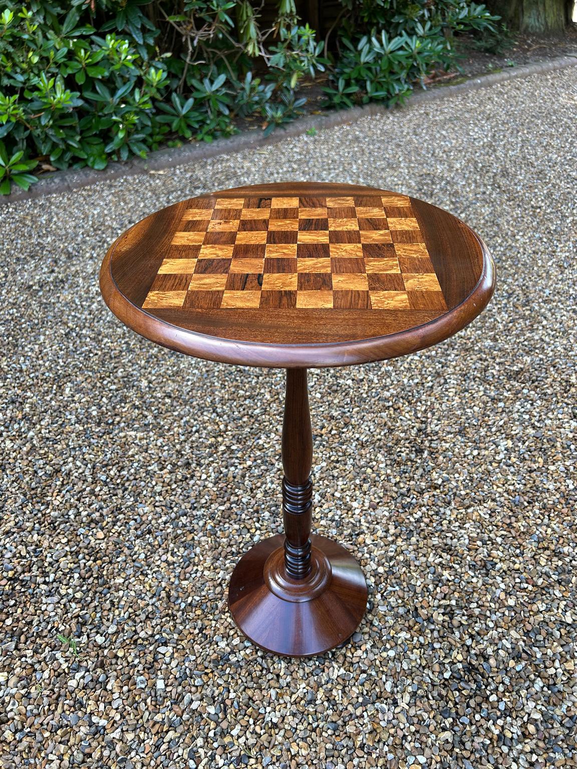 19th Century Mahogany & Rosewood Circular Chess Table with a turned support, base and bun feet.

Circa: 1860

Dimensions:
Height:      28.75 inches – 73 cms
Diameter:  18.5 inches – 47 cms

Reference: CHESS2301