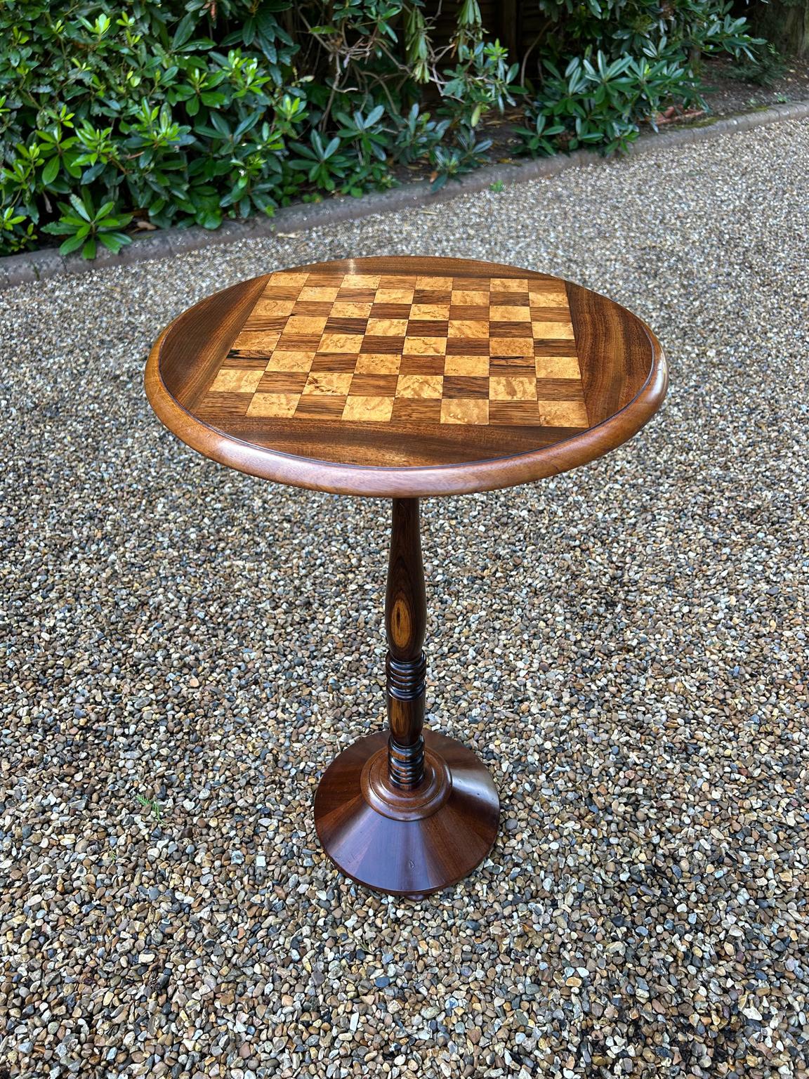 Hand-Crafted 19th Century Mahogany & Rosewood Circular Chess Table