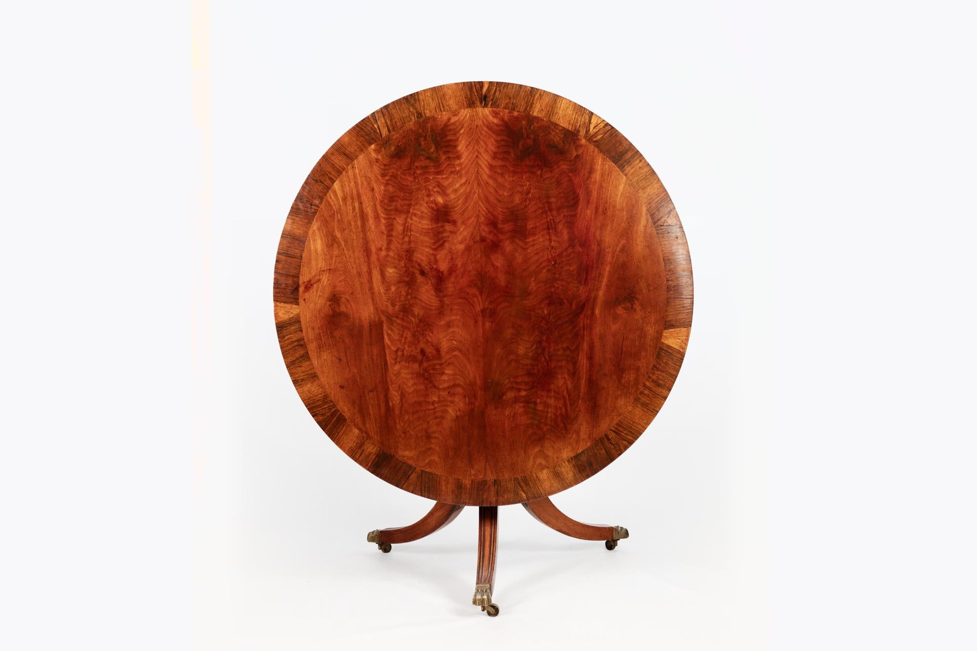 William IV 19th Century Mahogany & Rosewood Tip-Up Dining Table For Sale