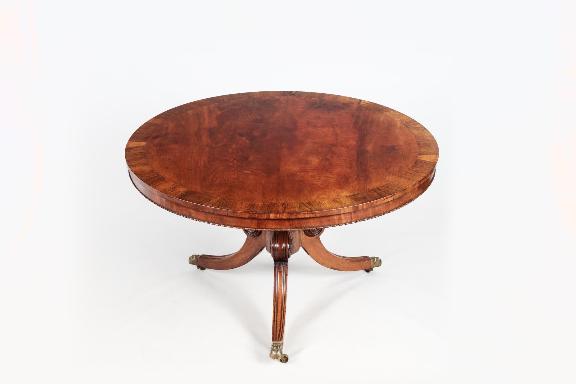 Irish 19th Century Mahogany & Rosewood Tip-Up Dining Table For Sale