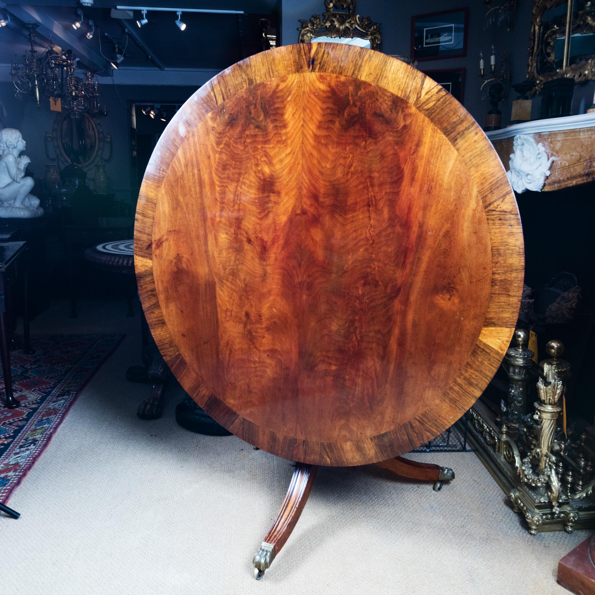19th Century Mahogany & Rosewood Tip-Up Dining Table For Sale 1