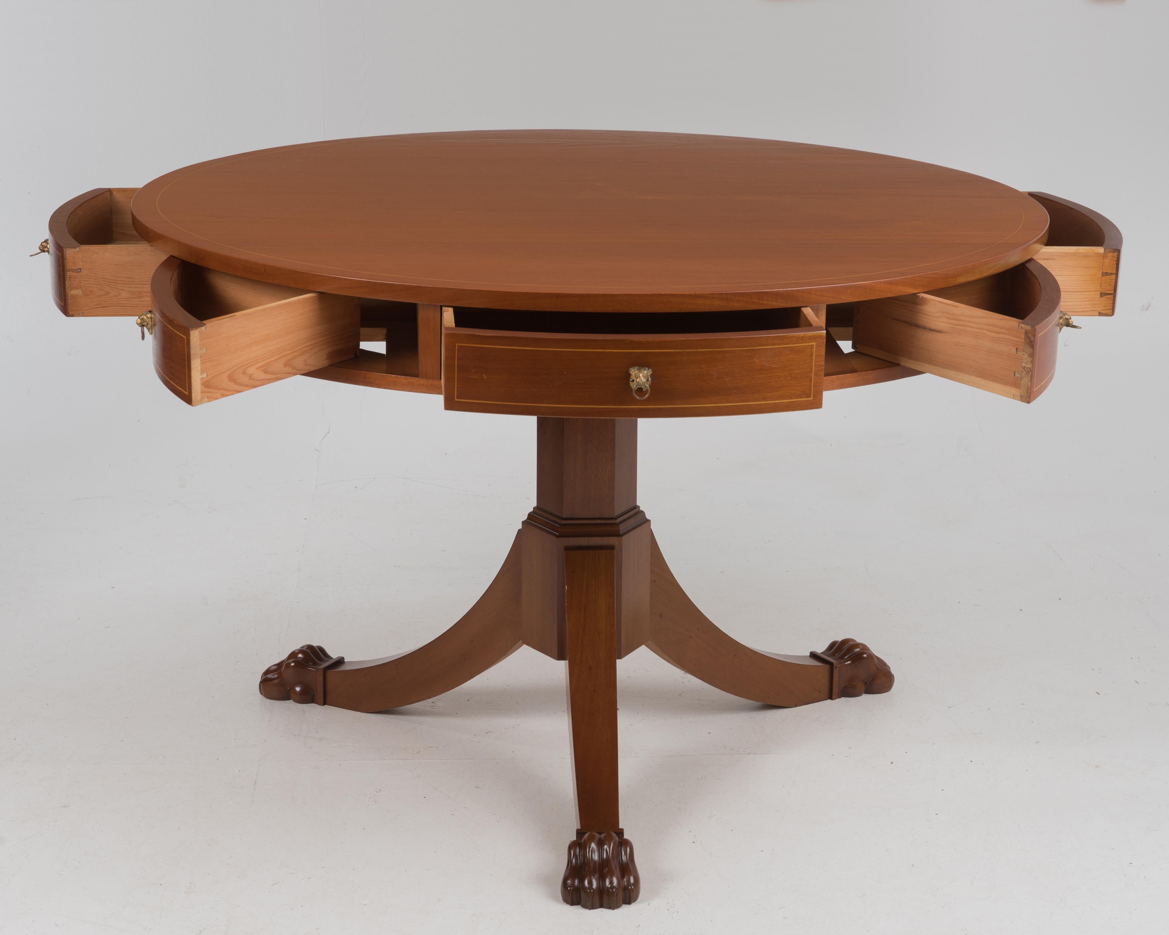 19th Century Mahogany Rotating Rent Table Regency Paw Feet In Excellent Condition In Lambertville, NJ