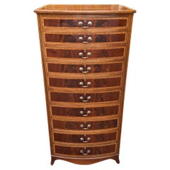 19th Century Mahogany & Satinwood Bowfront Wellington Chest