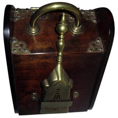 19th century Mahogany Scottish Coal Scuttle with Heavy Brass Ornamentation