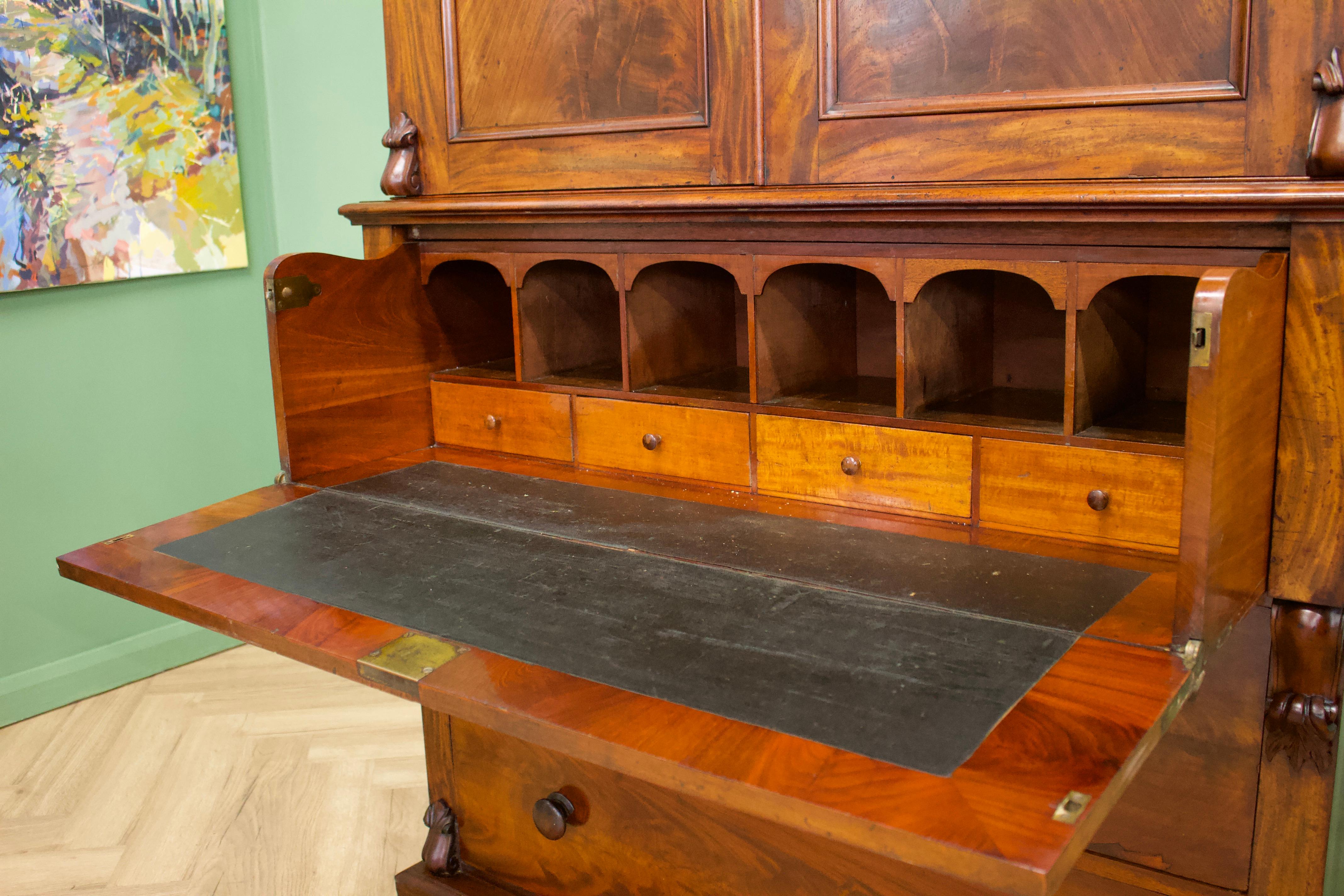 19th Century Mahogany Secretaire Bookcase 1
