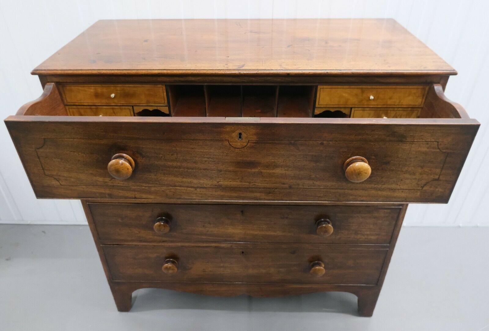 Victorian 19th Century Hardwood Secretaire Chest of Drawers with Revealing Fitted Interior