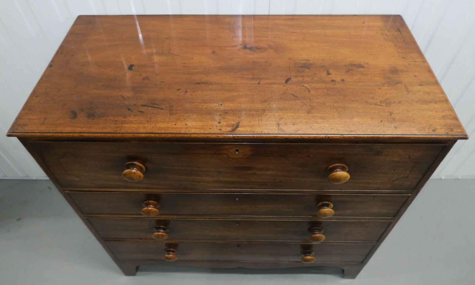 Hand-Crafted 19th Century Hardwood Secretaire Chest of Drawers with Revealing Fitted Interior