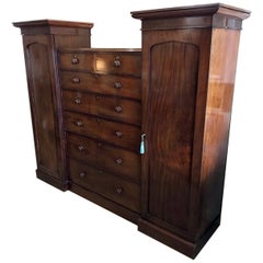 19th Century Mahogany Sentry Wardrobe Antique 19th Century Mahogany Sentry Wardrobe