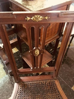 19th Century Mahogany Side Chair with Cane Seat and Bronze Decoration
