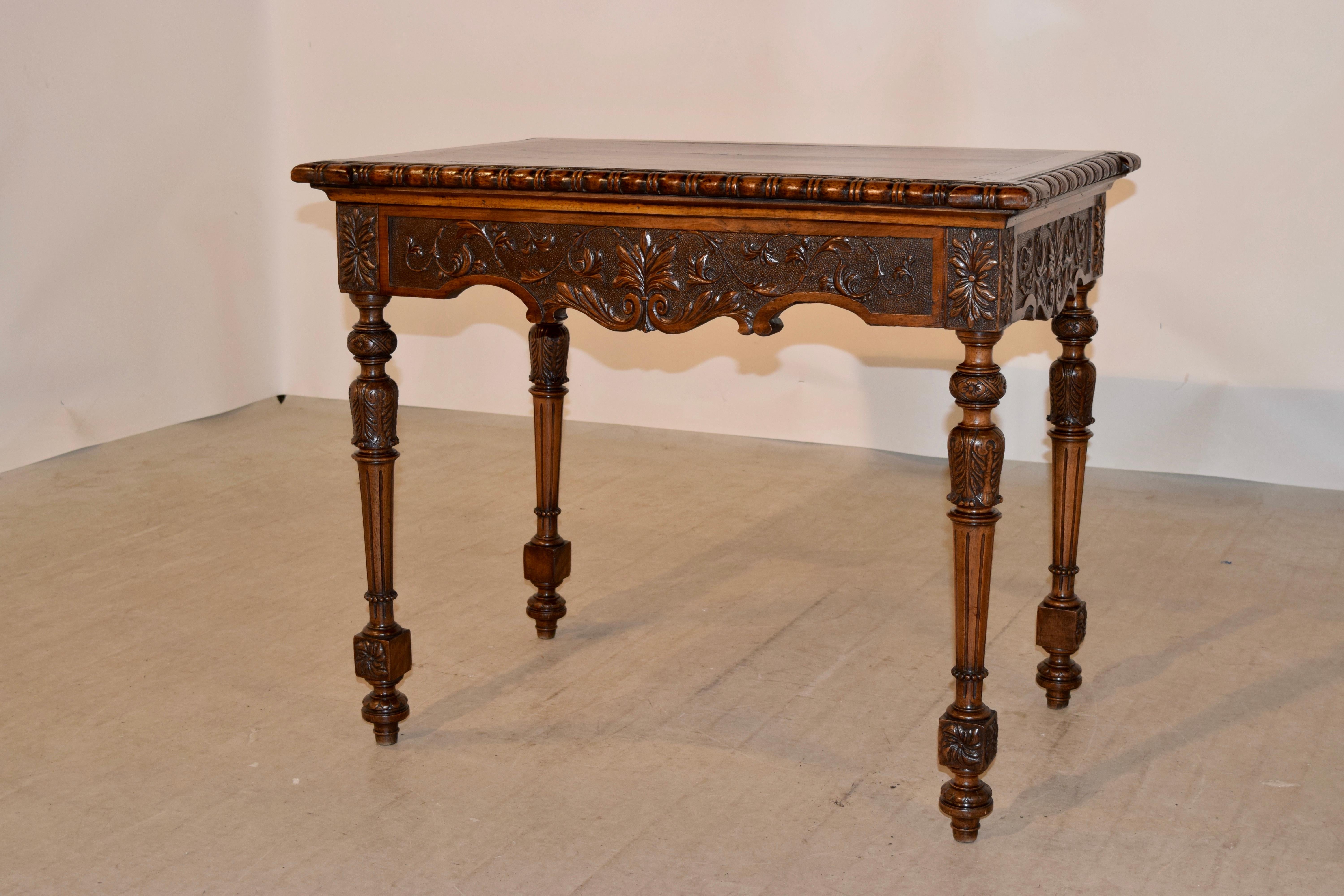 Hand-Carved 19th Century Mahogany Side Table
