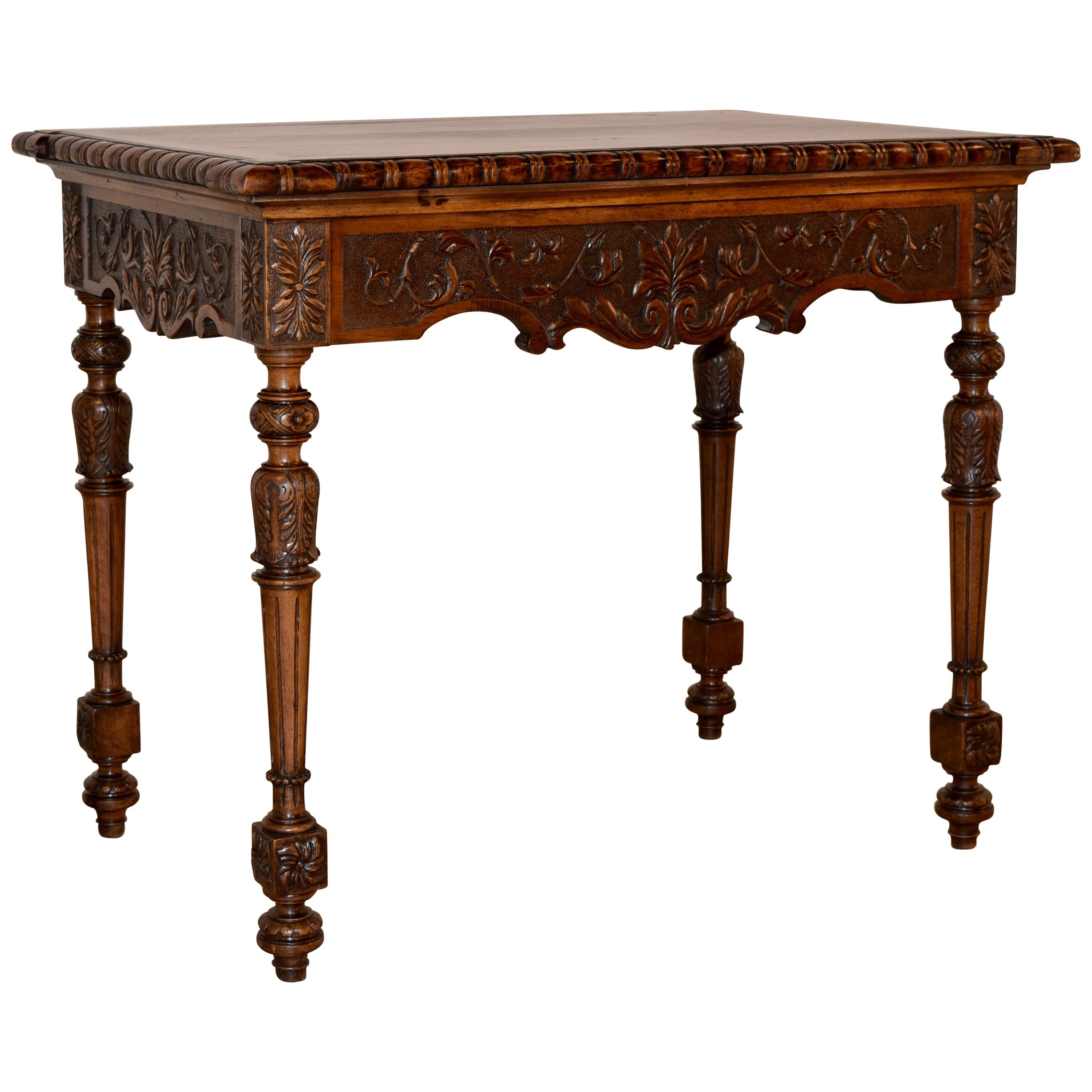 19th Century Baroque Spanish Side Table with Marquetry Top and Lyre Legs For Sale at 1stDibs