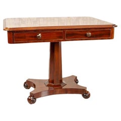 19th-Century Mahogany French-Polished Side Table with Drawers