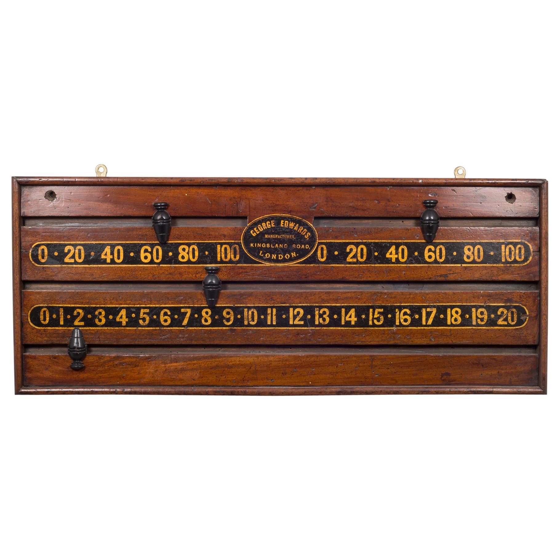 19th Century Mahogany Snooker Scoreboard, circa 1870