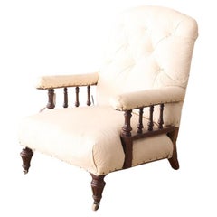 offener Mahagoni-Sessel mit Spindel aus dem 19. Jahrhundert