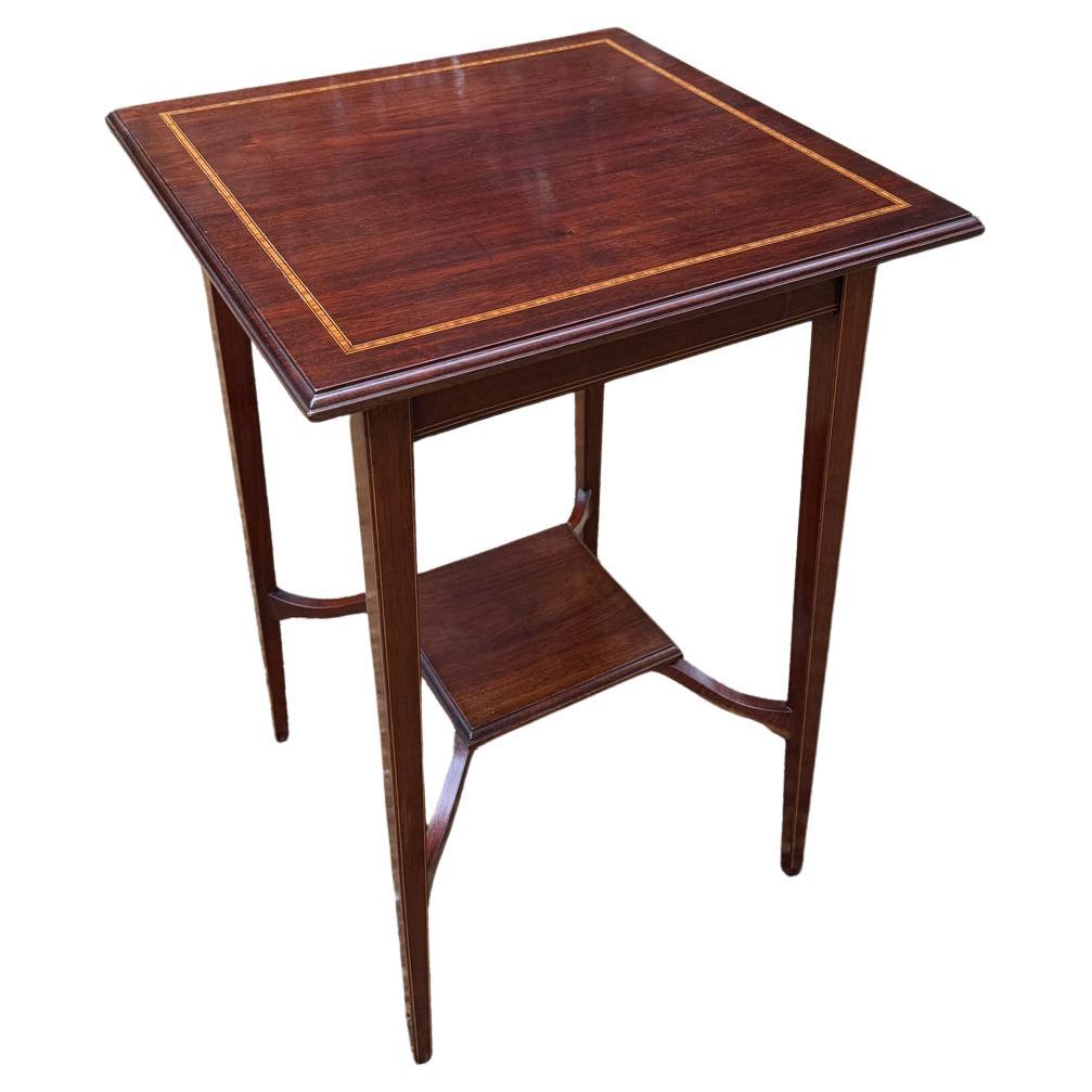 19th Century Mahogany Square Occasional Table For Sale