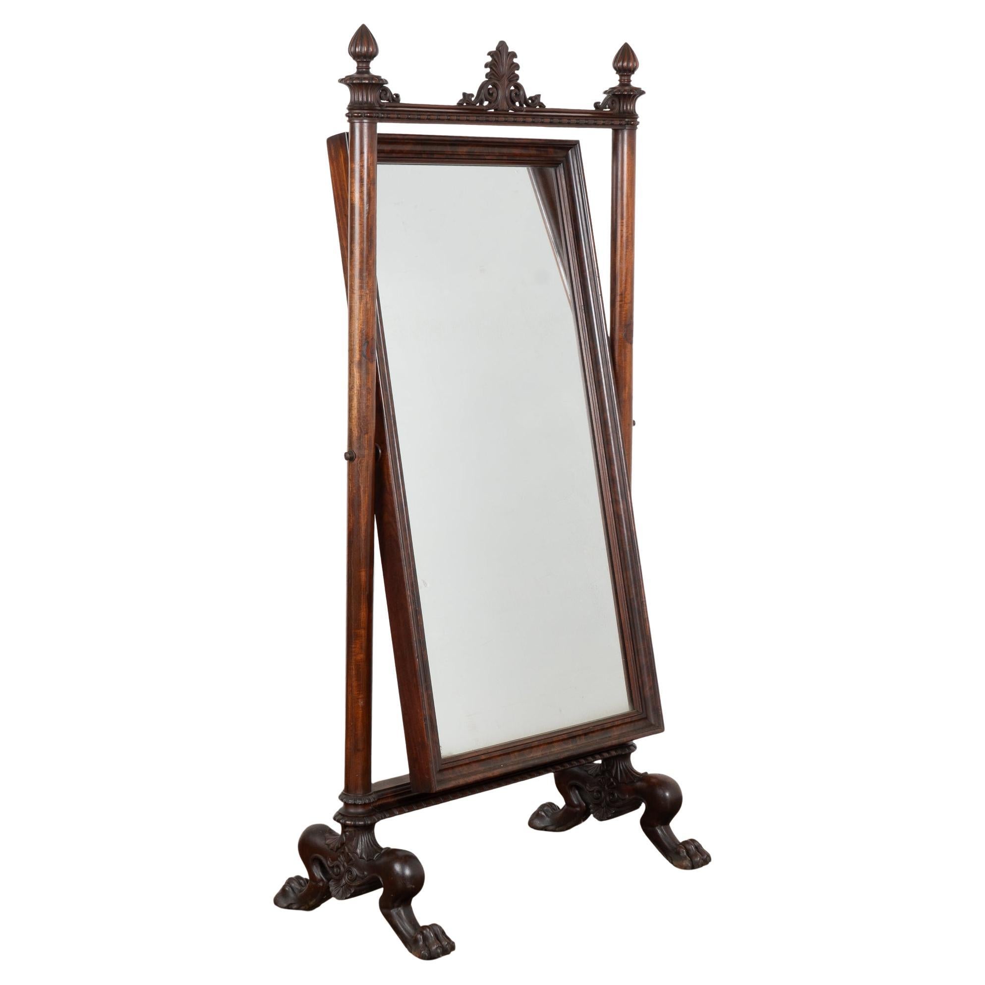 Miroir de sol basculant en acajou du Danemark du 19e siècle en vente